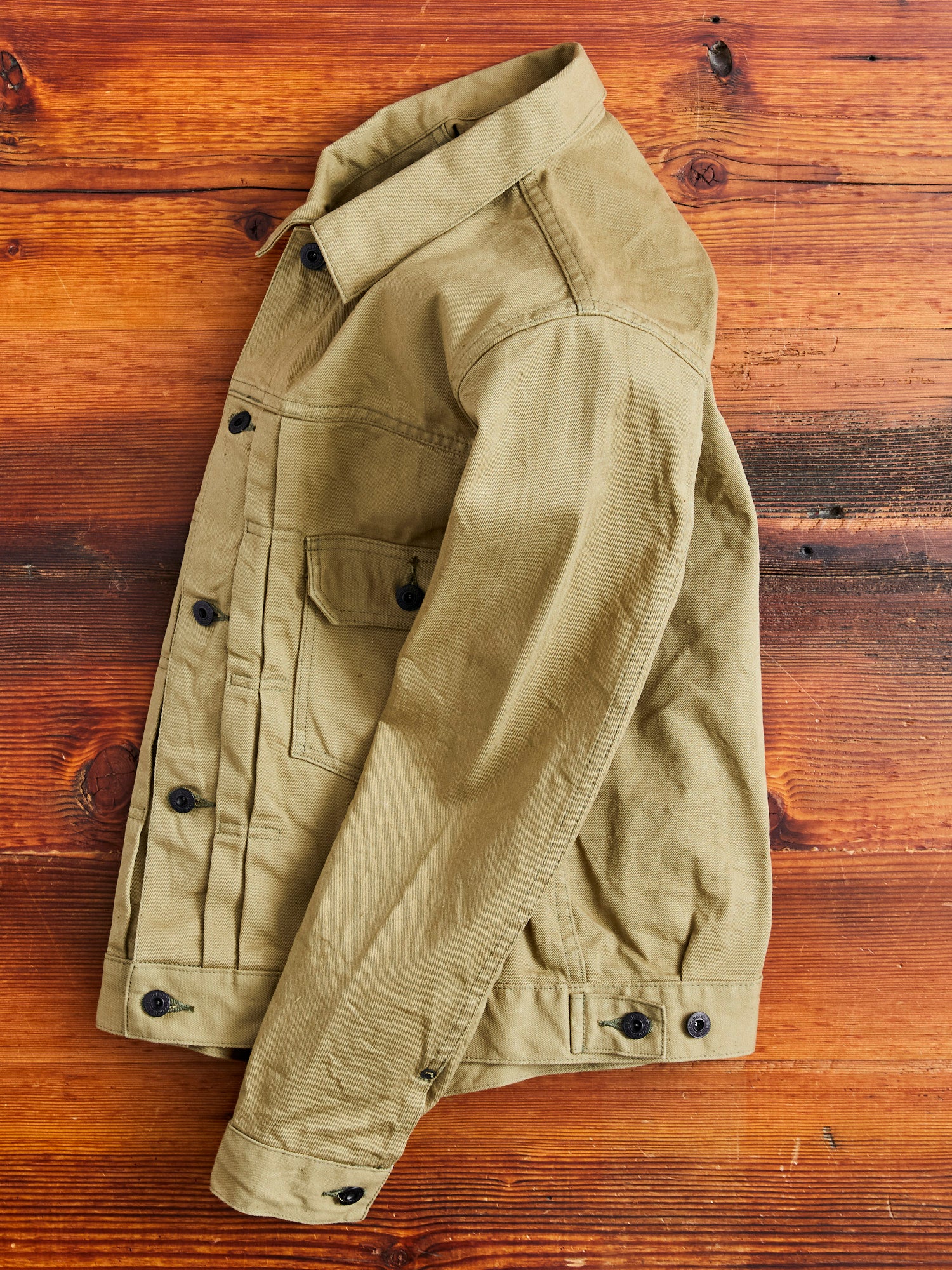 02517-BRD "British Drill" Selvedge Katsuragi Jacket in Beige - Image 11