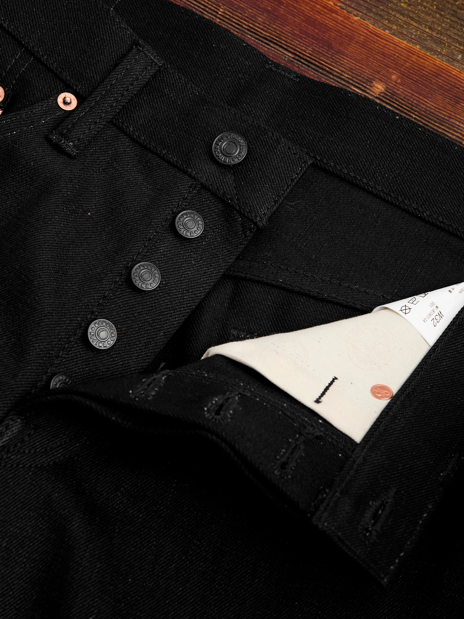 0605-B 15.7oz Black Selvedge Denim - Natural Tapered Fit - Image 8