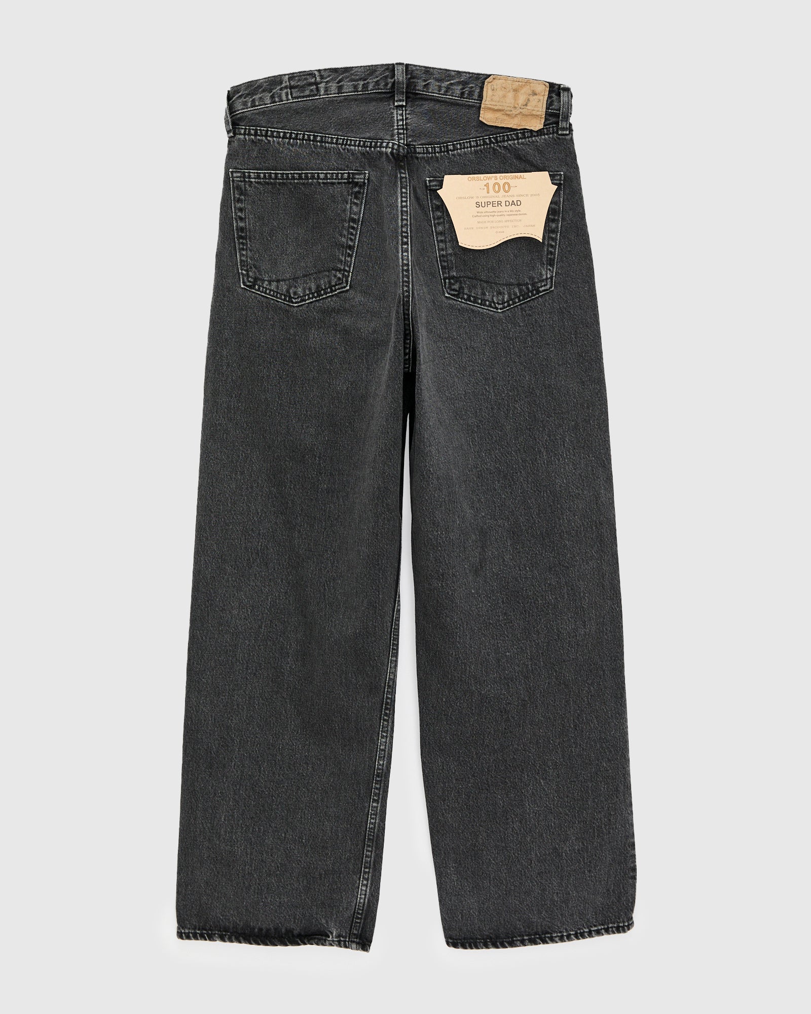 100 "Black Stone Wash" 13oz Denim - Super Dad Wide Fit - Image 2