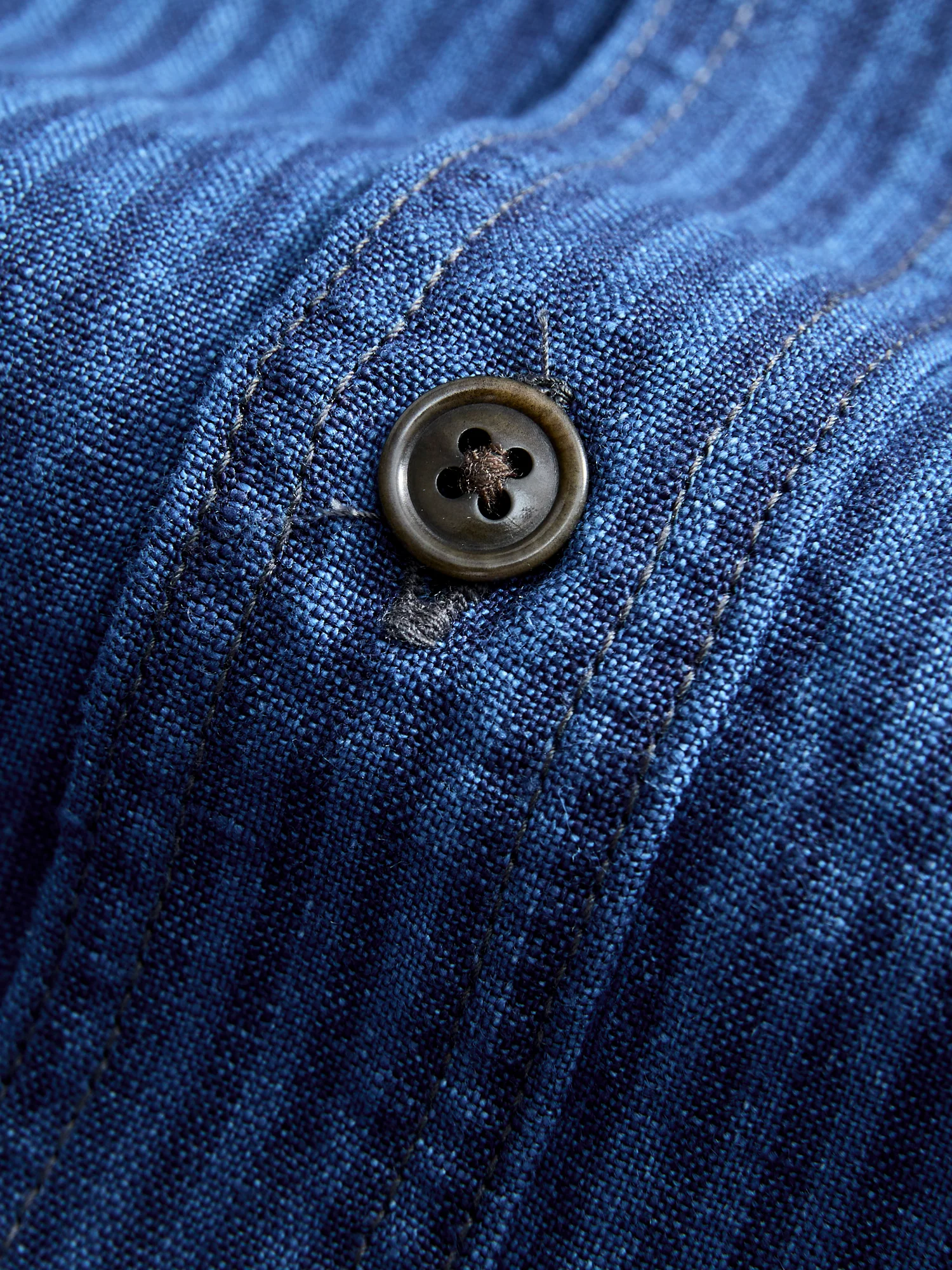 100WS Linen Workshirt in Indigo Stripe - Image 6
