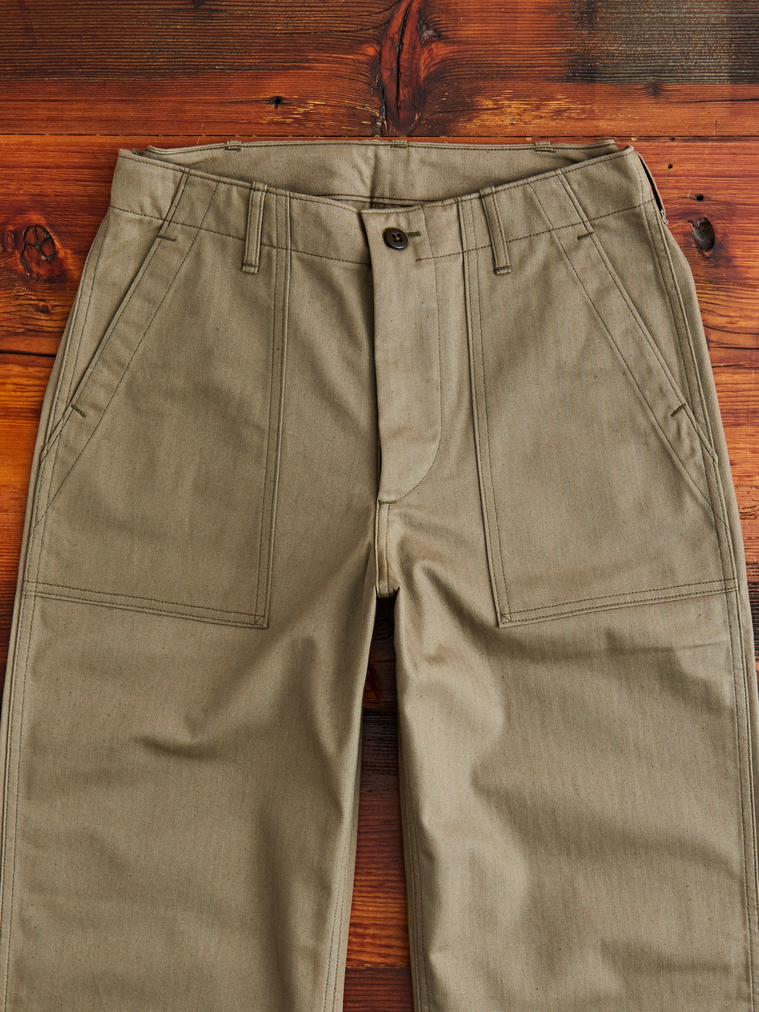 1086 Military Herringbone Pants in Olive Drab Green - Image 3