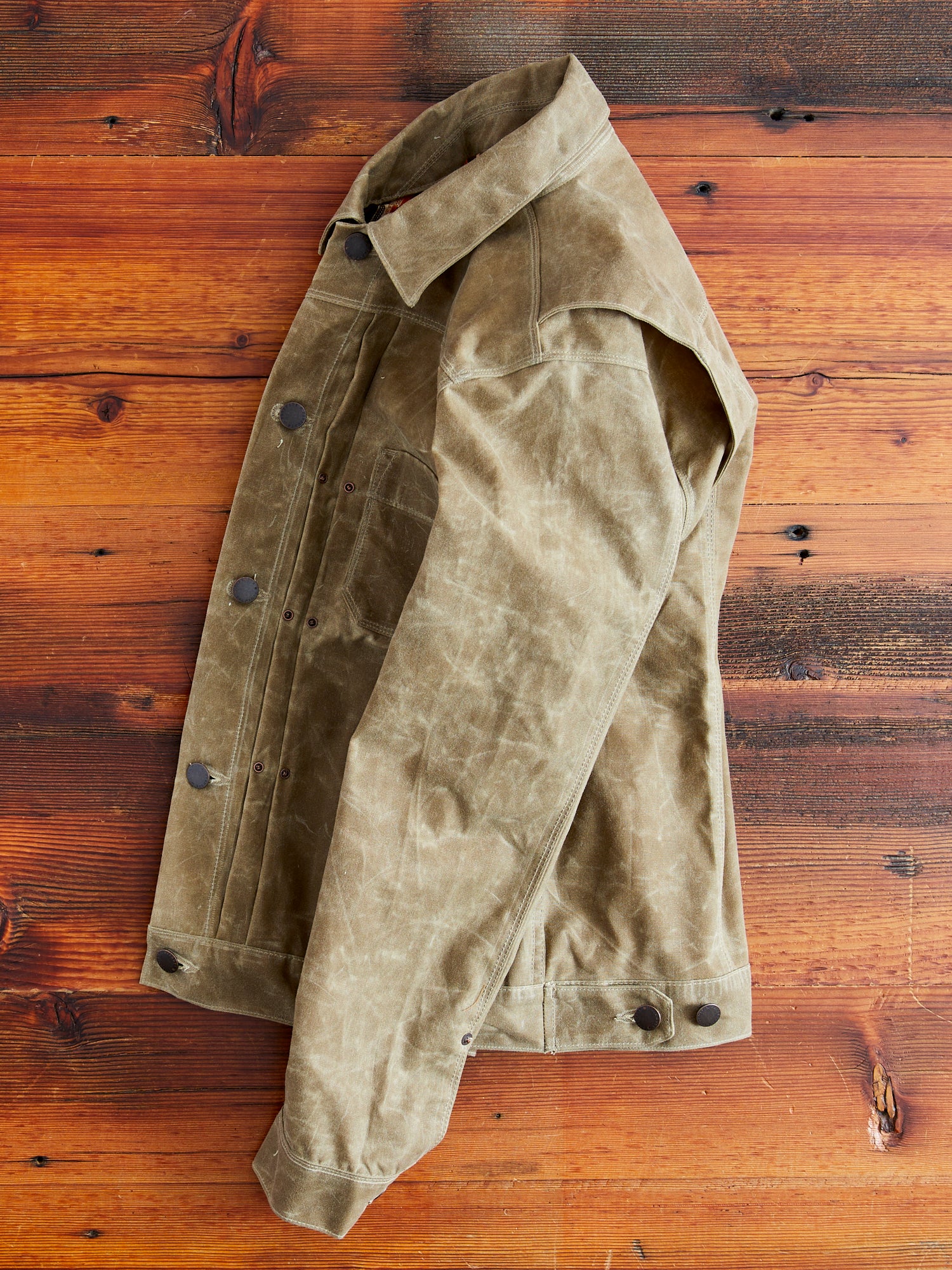 10oz Waxed Canvas Riders Jacket in Tumbleweed - Image 12