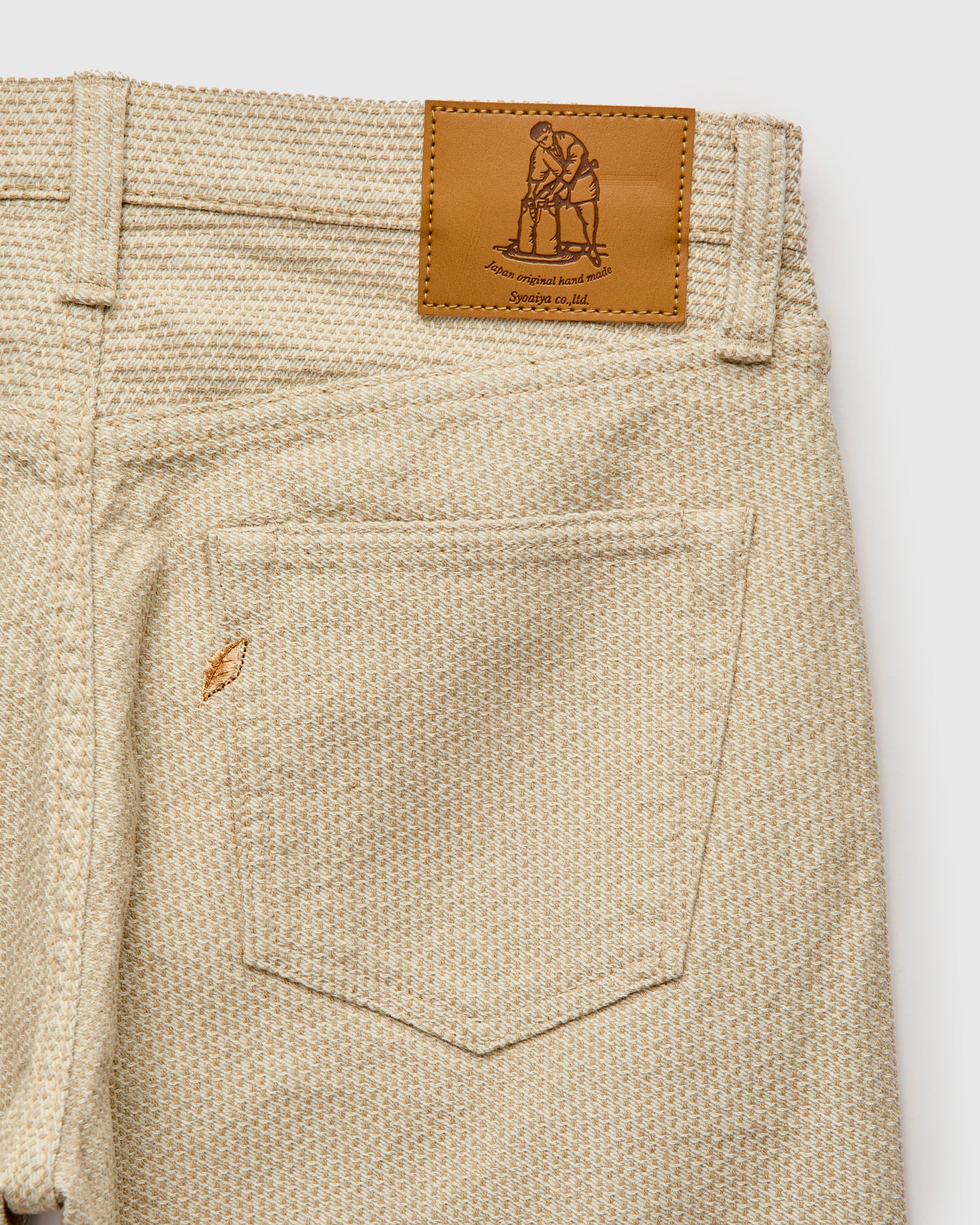 1177-IV Ivory x Beige Sashiko Denim - Relaxed Tapered Fit - Image 3