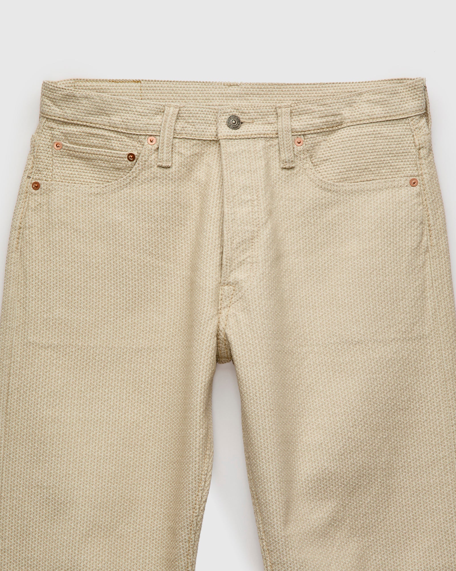 1178-IV Ivory x Beige Sashiko Denim - Regular Straight Fit - Image 4