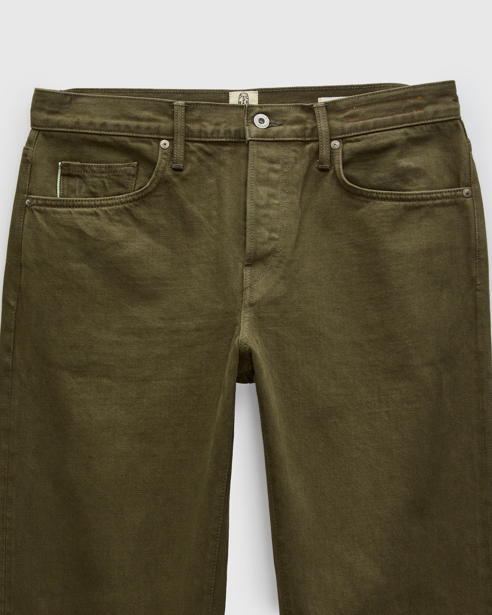 12.5oz "Military Green" Natural Slub Selvedge Denim - Barrel Wide Straight - Image 4