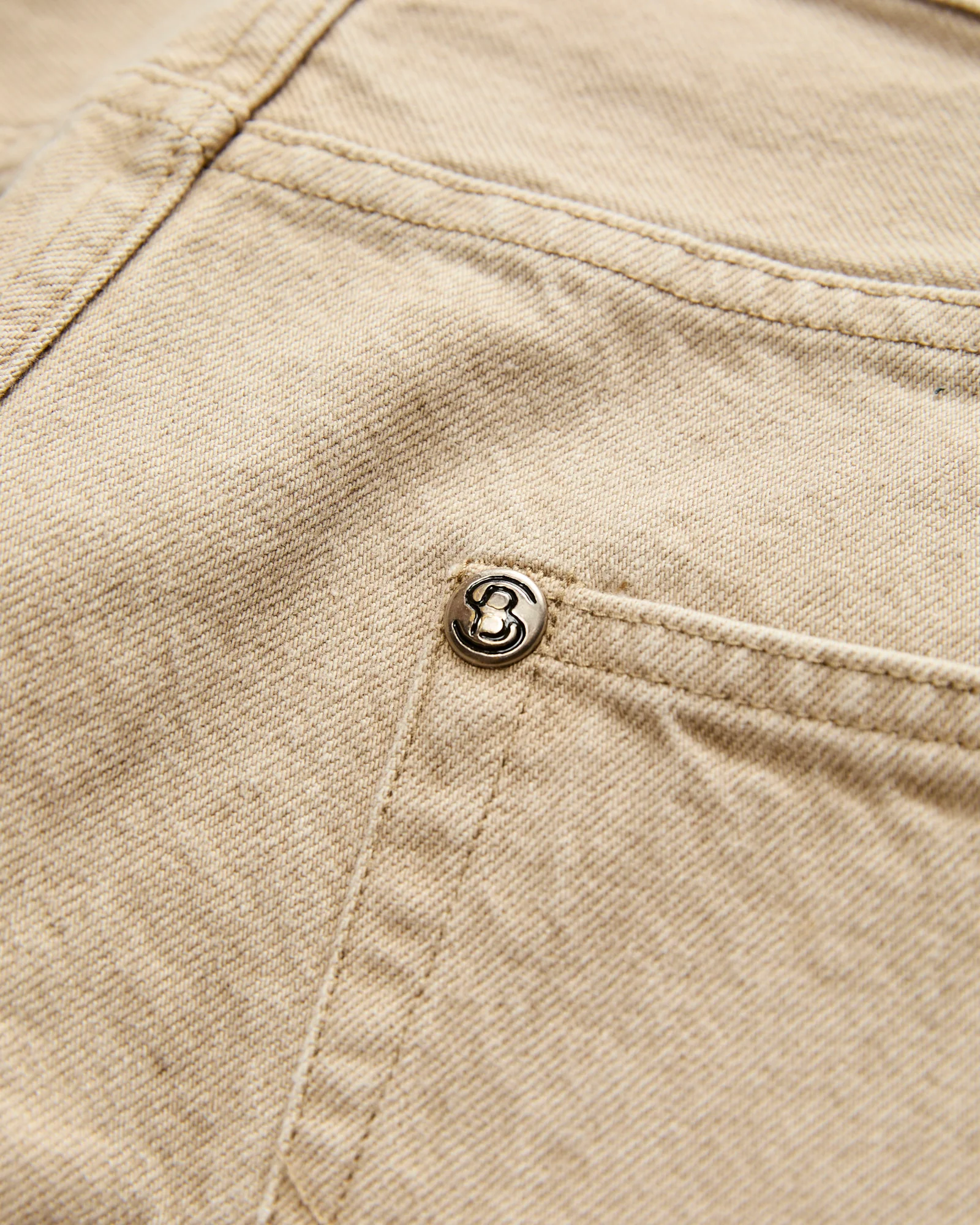13.5oz Beige Garment Dyed Denim - 50s Straight Fit - Image 3