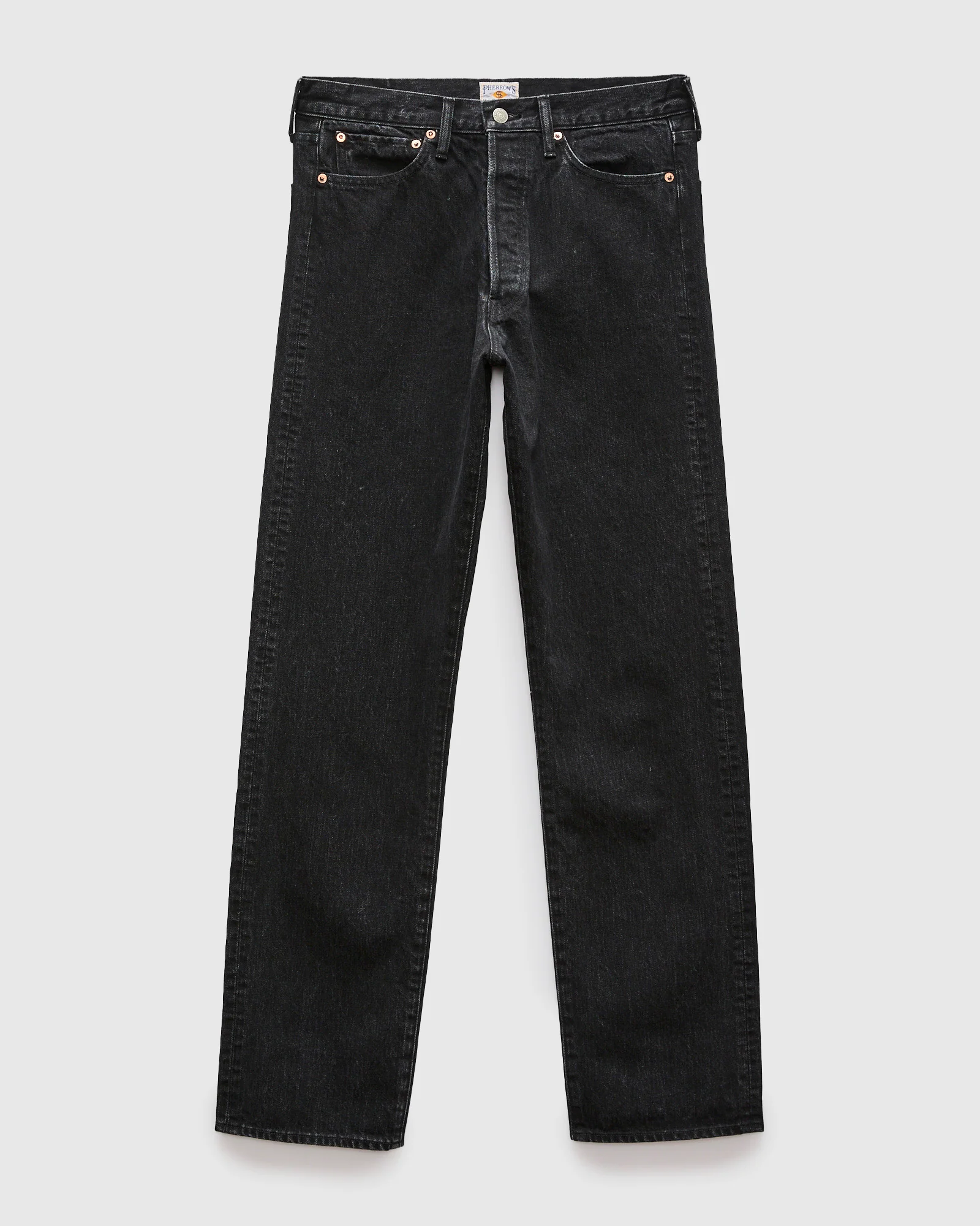 13.5oz Black Garment Dyed Denim - 50s Straight Fit