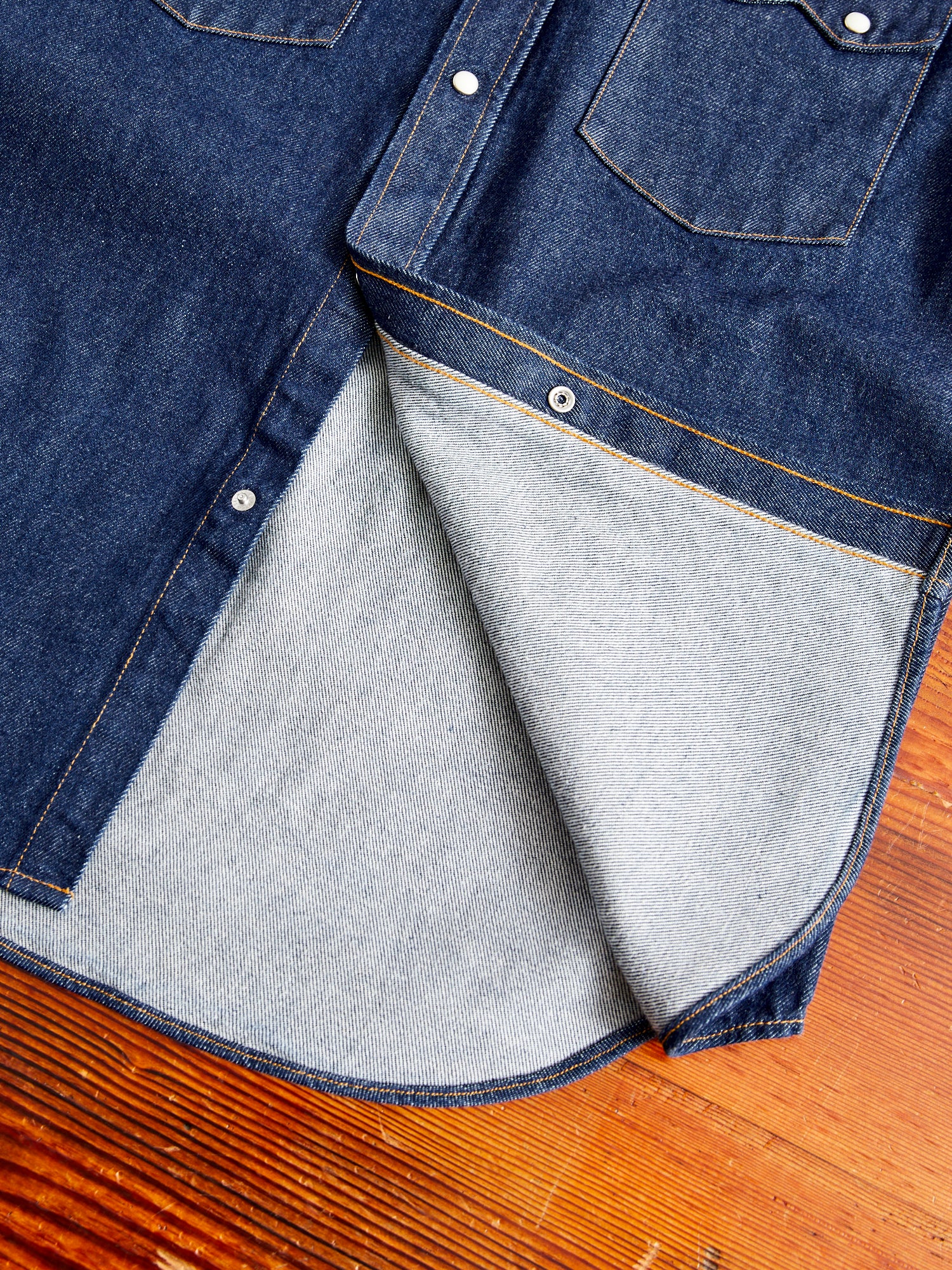 13oz Denim Western Shirt in Natural Indigo - Image 7