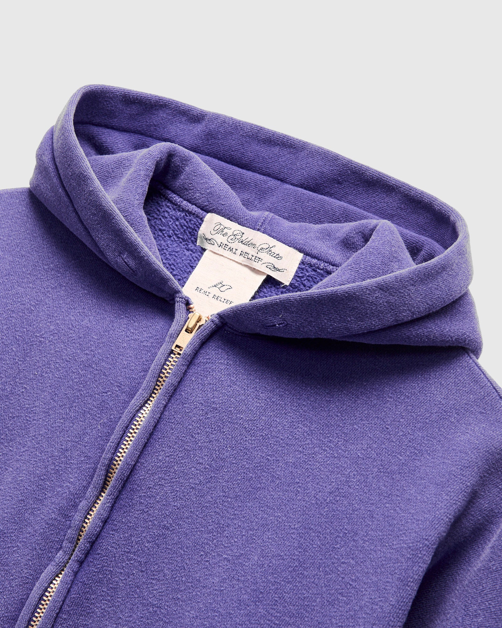 14G Brushed Fleece Zip Hoodie in Purple Navy - Image 4