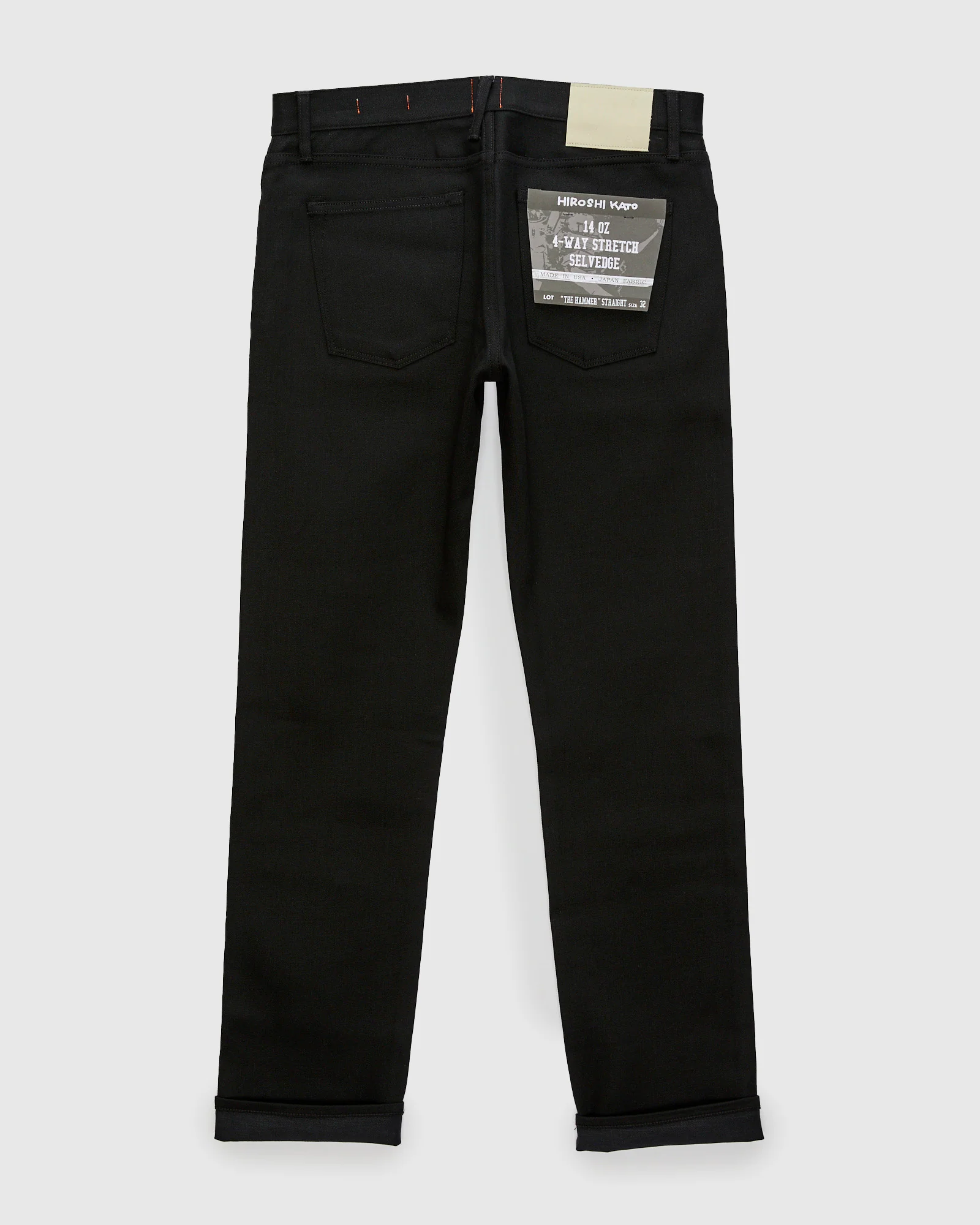 14oz Black Stretch Selvedge Denim - Hammer Straight - Image 3