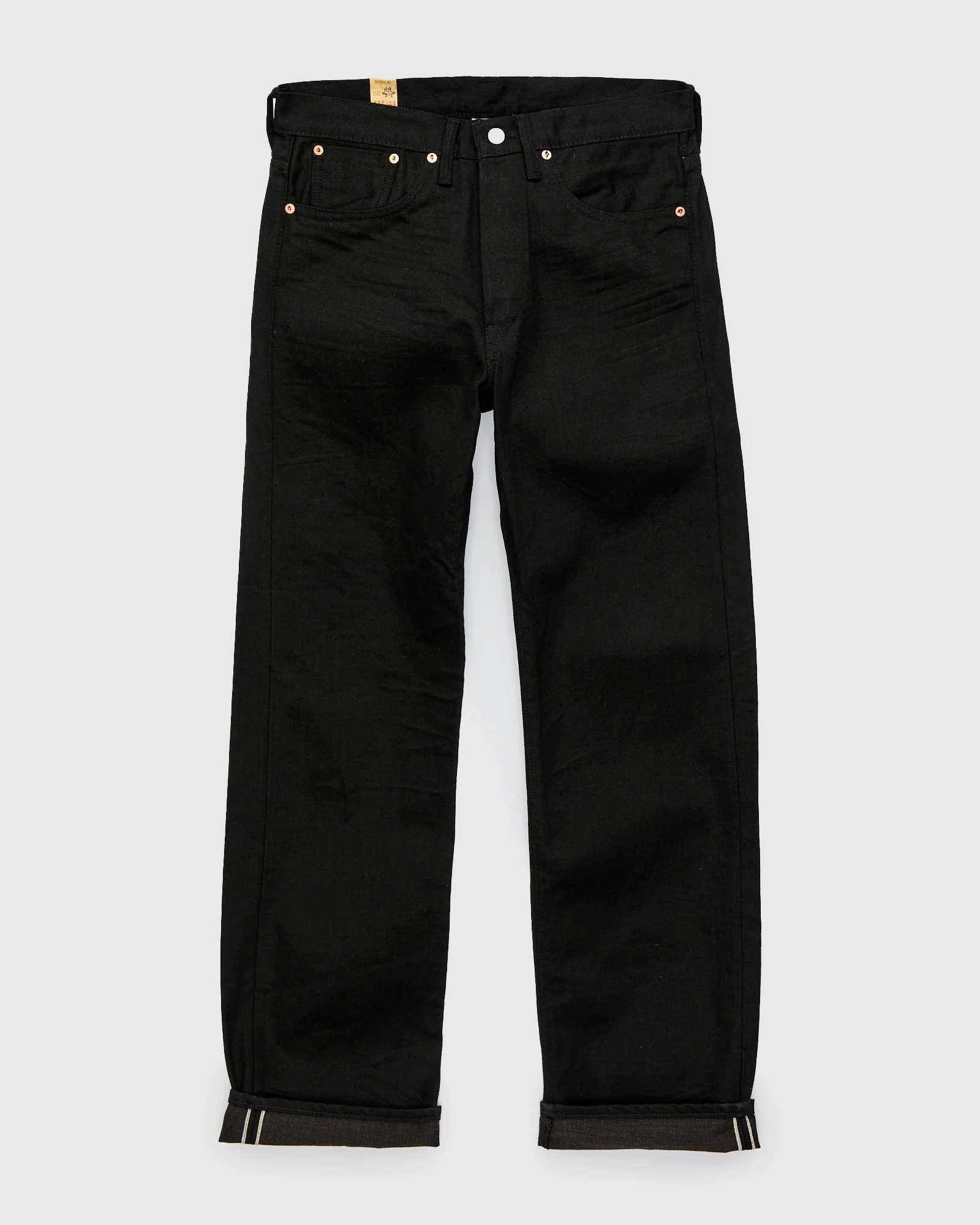 15oz Rinsed Black Selvedge Denim - Vintage 5-Pocket Full Straight Fit - Image 2