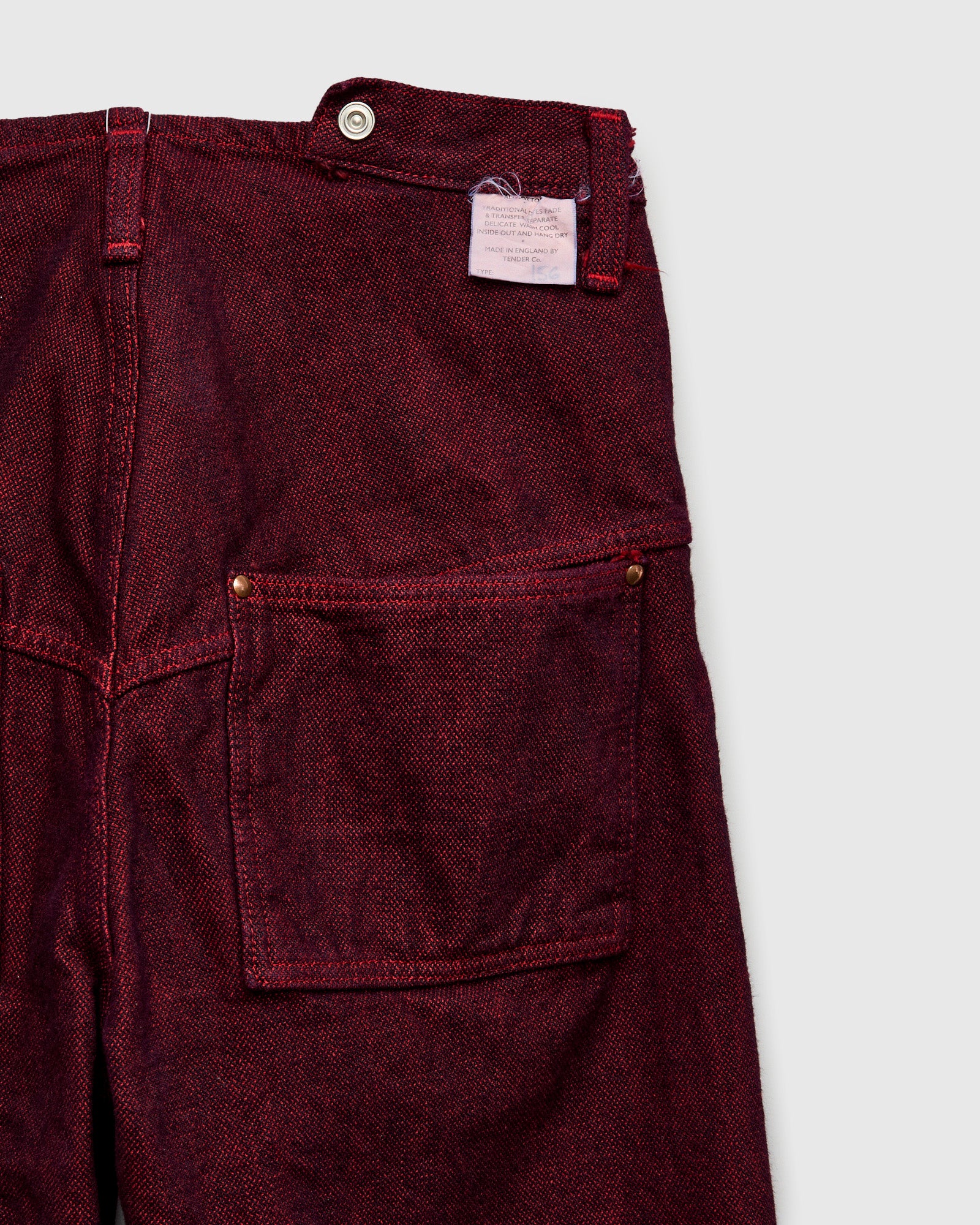 156 "Split Back" 12oz Royal Mail Red Birdseye Denim - Straight Fit - Image 10