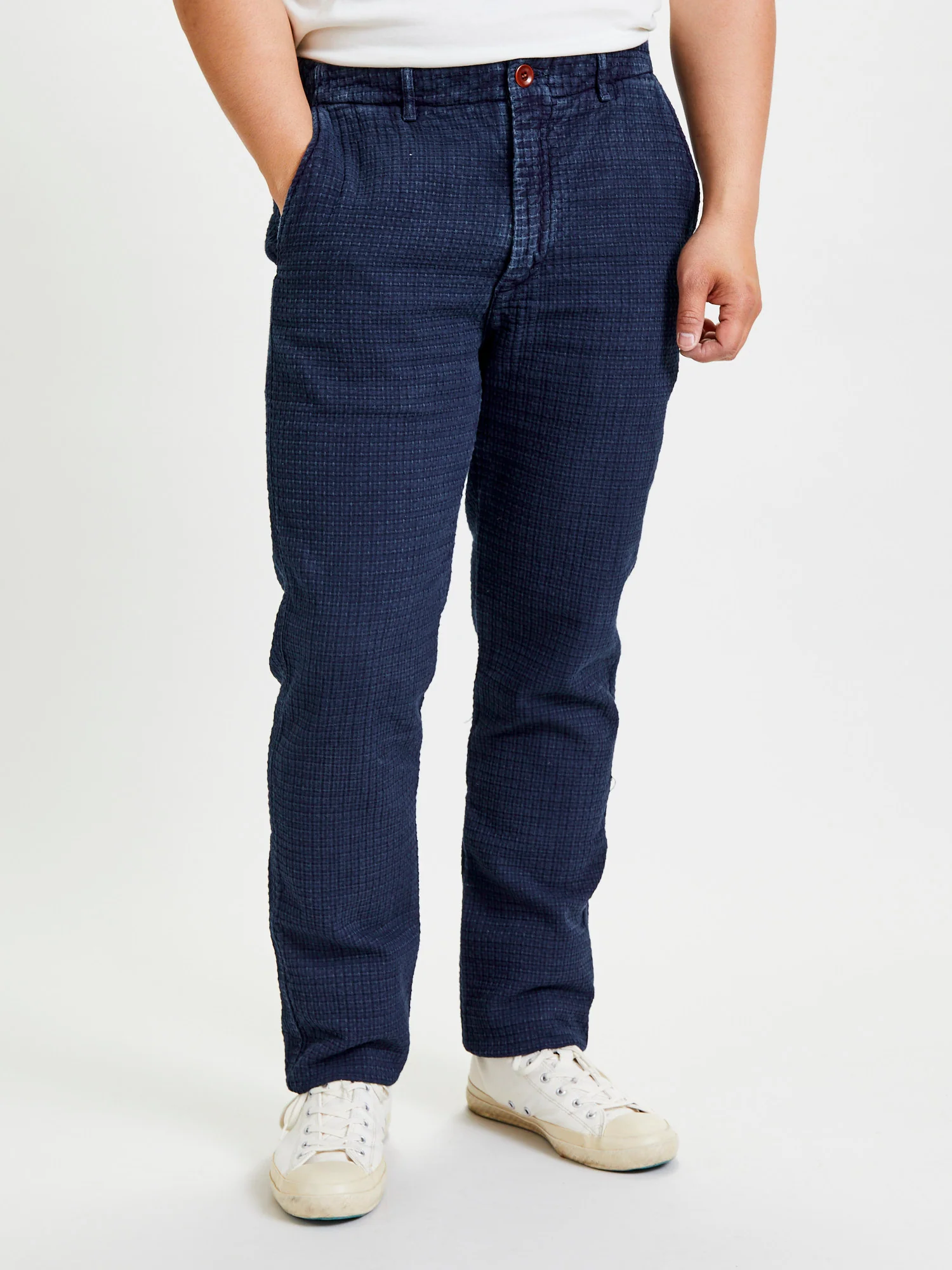 1870 Stitched Sashiko Trousers in Indigo - Image 2
