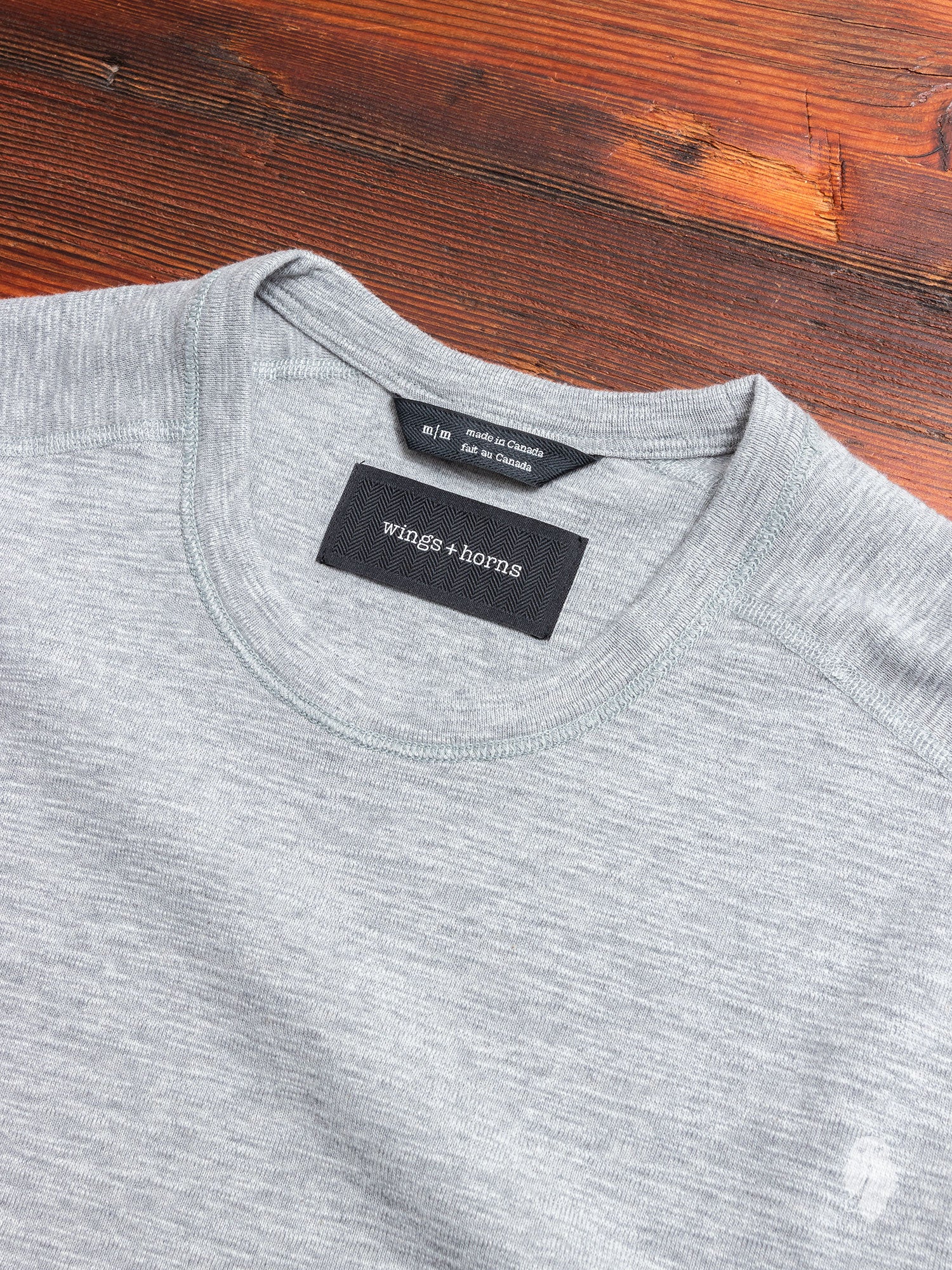 1x1 Slub Long Sleeve T-Shirt in Heather Grey - Image 2
