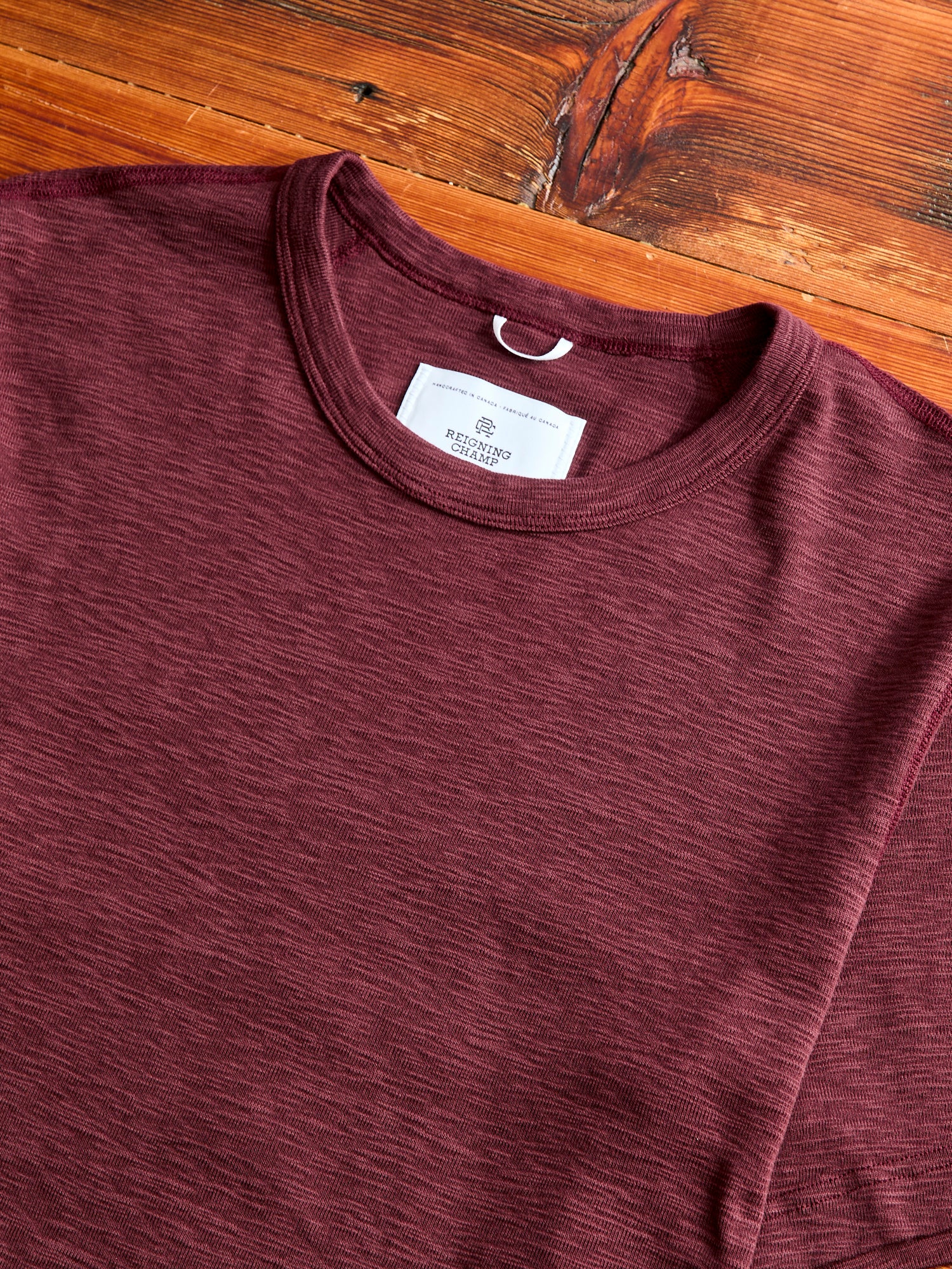 1x1 Slub T-Shirt in Crimson - Image 3