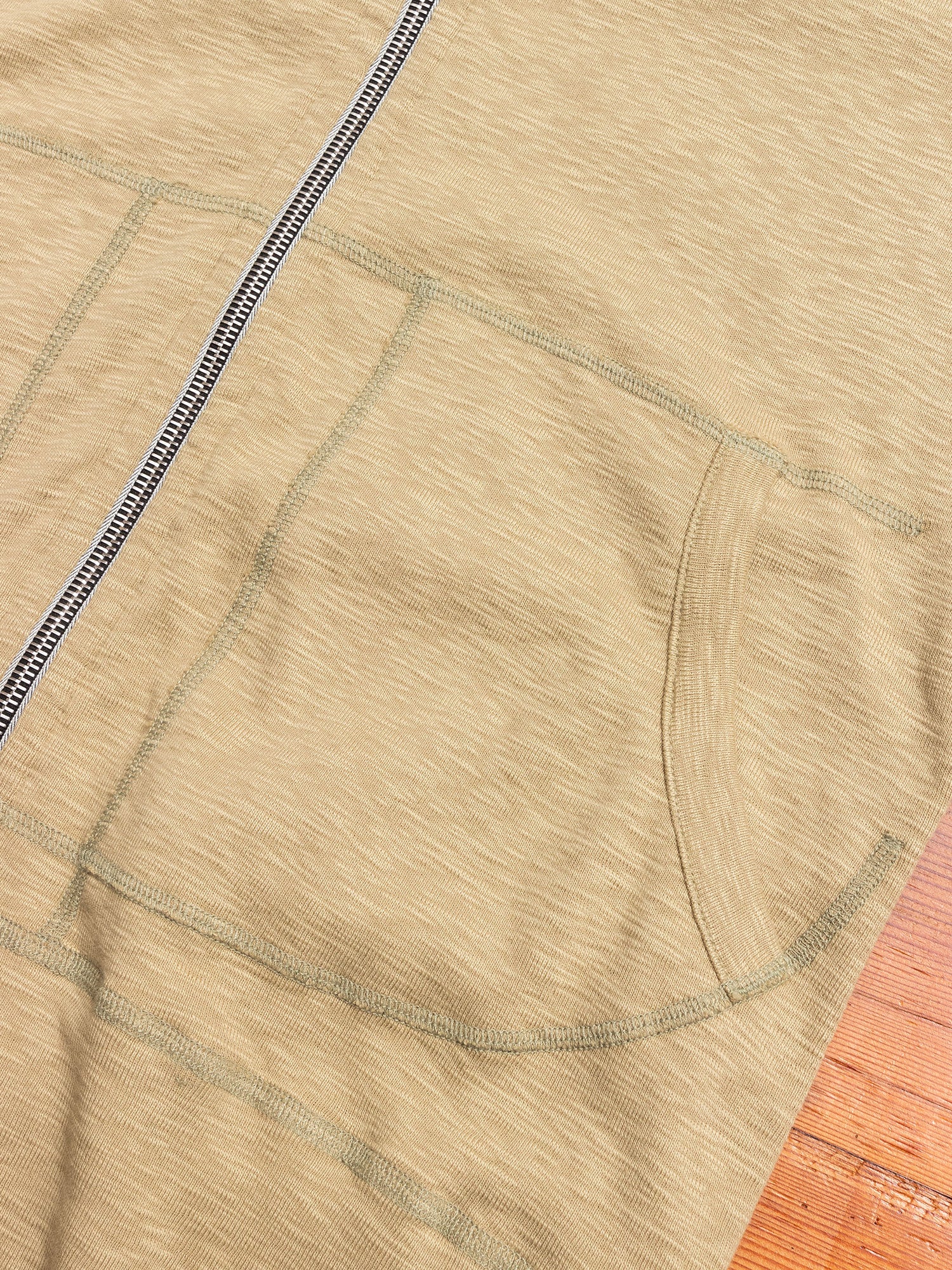 1x1 Slub Zip Hoodie in Moss - Image 6