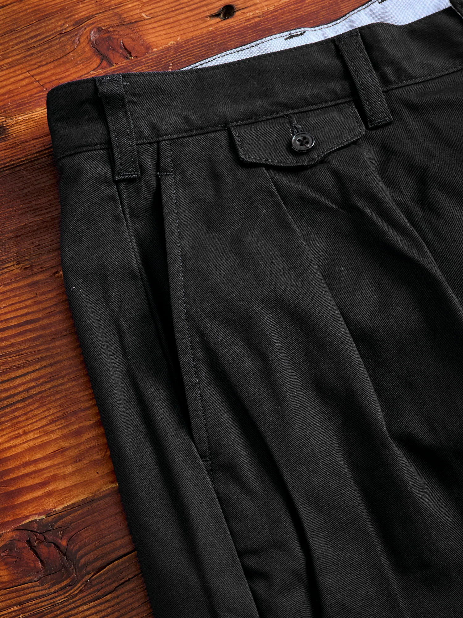 2-Pleat Twill Trousers in Black - Image 6