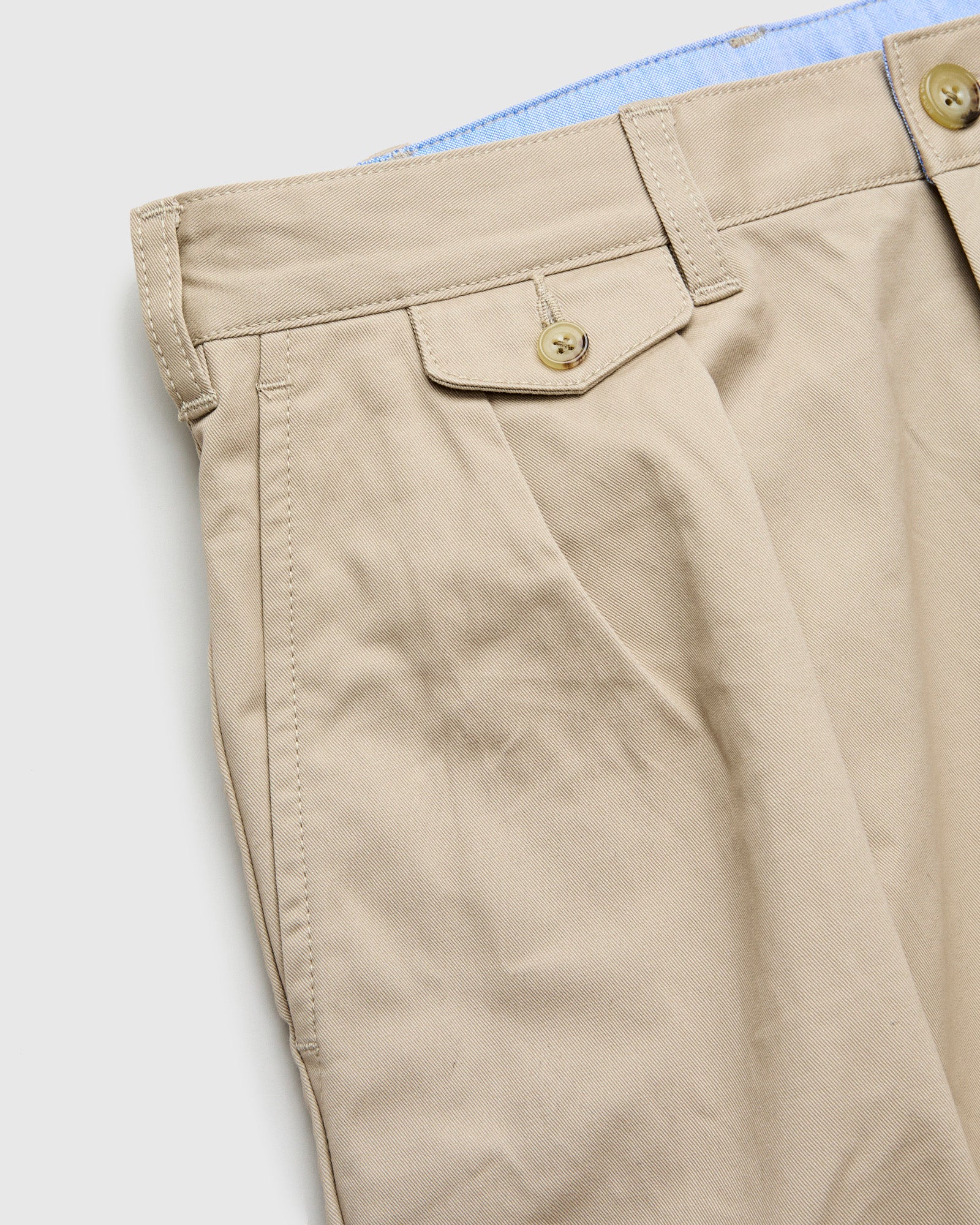 2-Pleat Twill Trousers in Khaki - Image 4