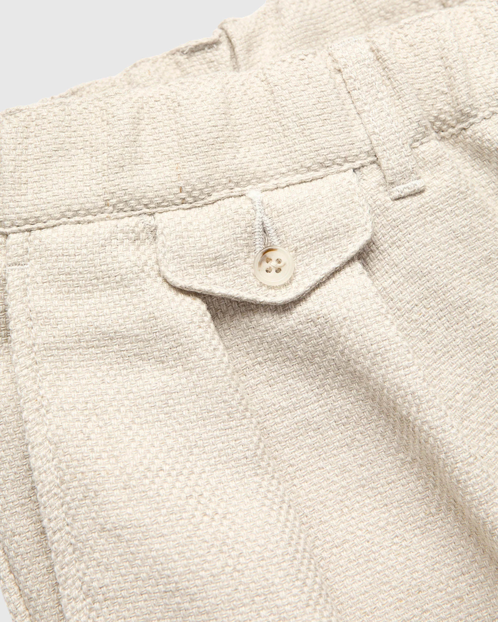 2-Pleats Cotton Linen Relax Trousers in Off White - Image 6