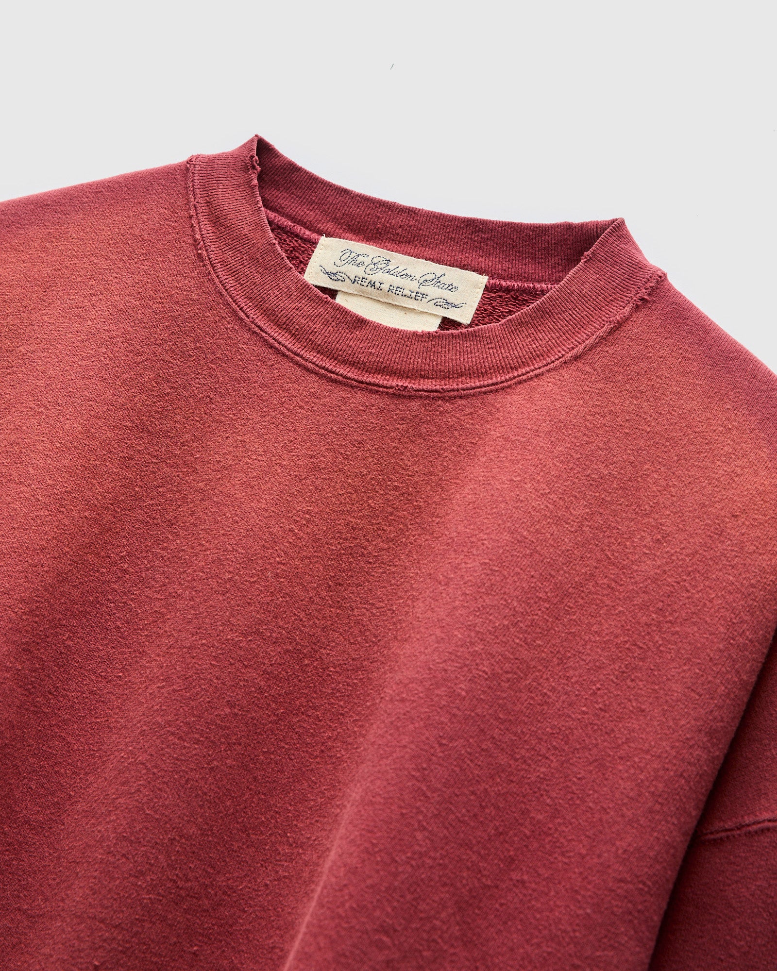 "3-Fly" Special Finish Fleece Crewneck in Bordeaux - Image 3