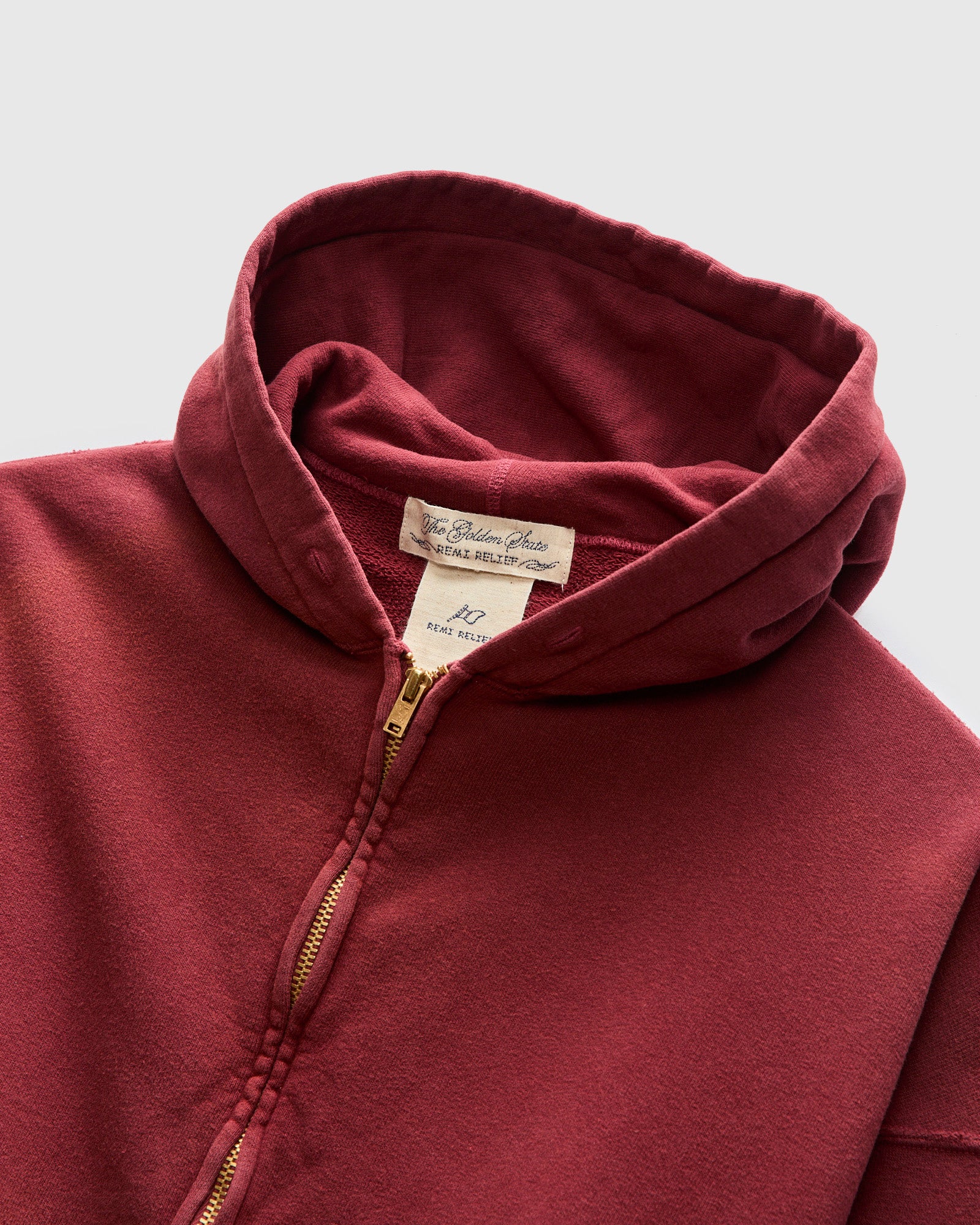 "3-Fly" Special Finish Fleece Zip Hoodie in Bordeaux - Image 3