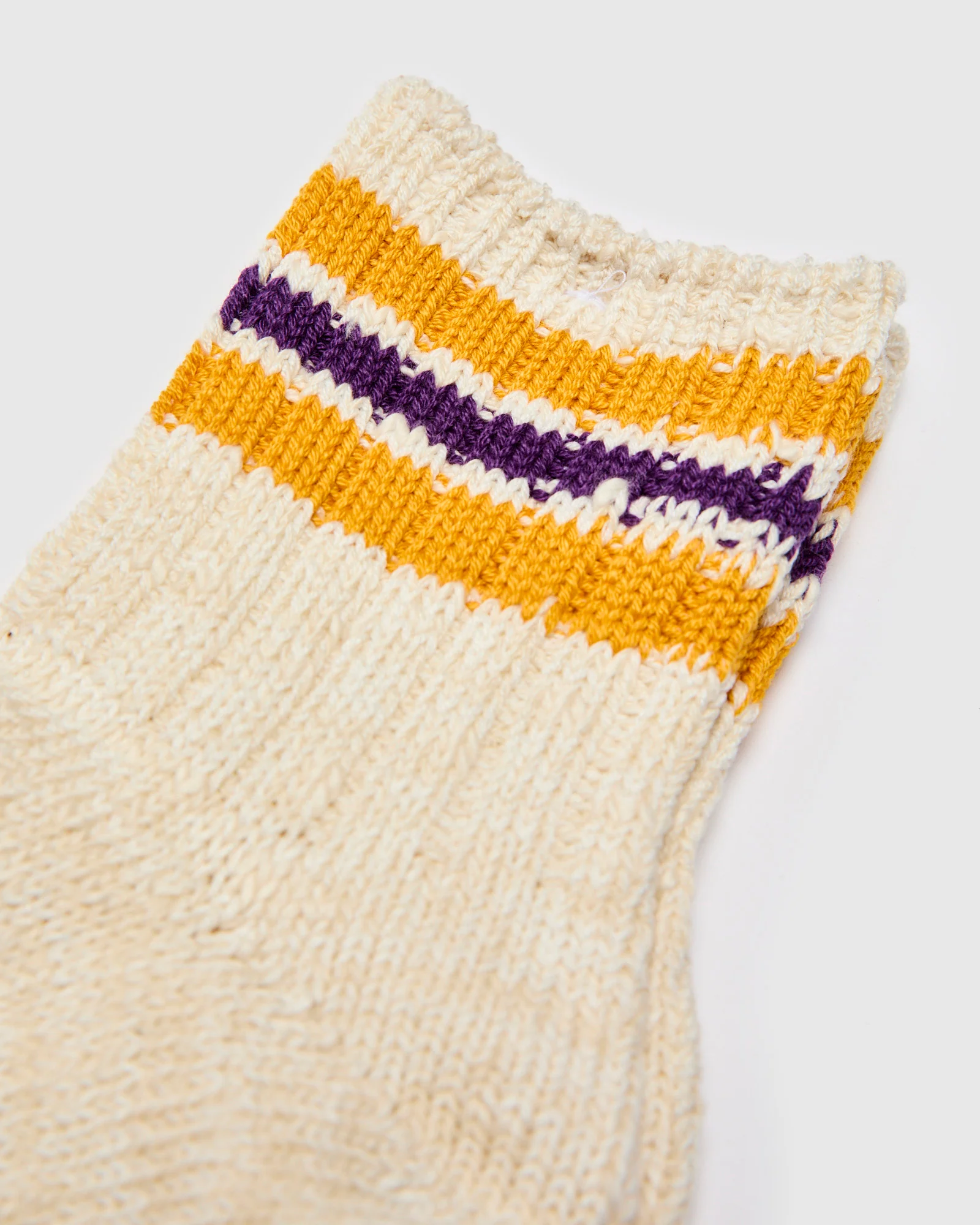 3 Line Quarter Length Sock in Yellow Purple - Image 3