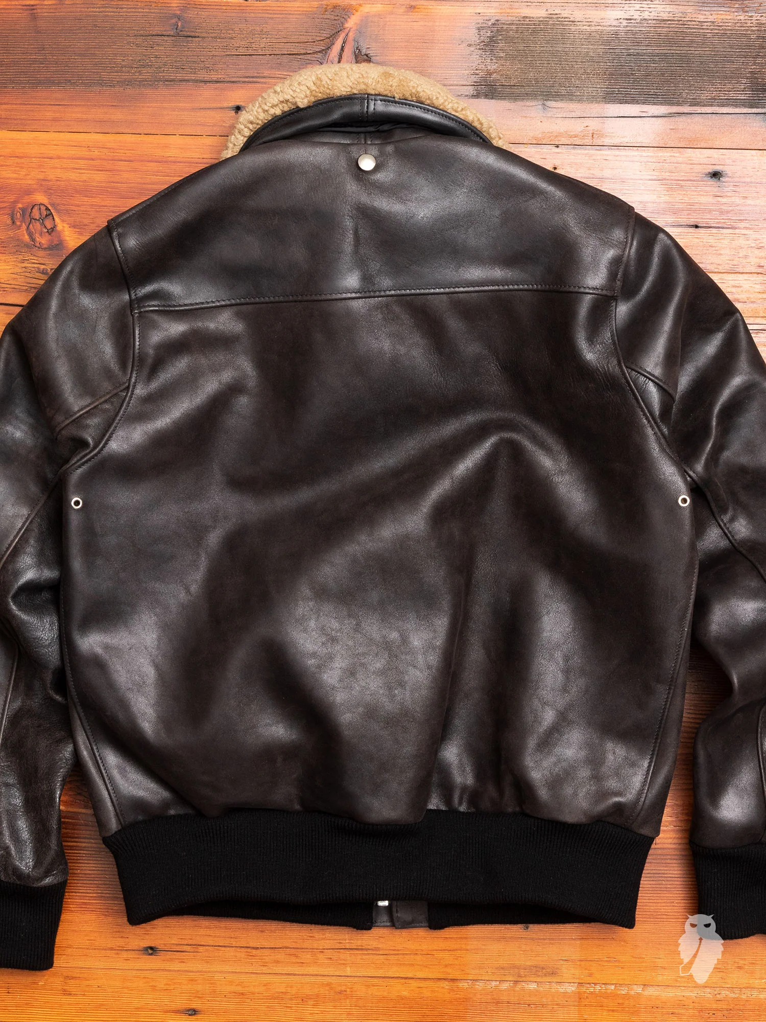 "3sixteen x Schott NYC" A2 Leather Flight Jacket in Black - Image 11