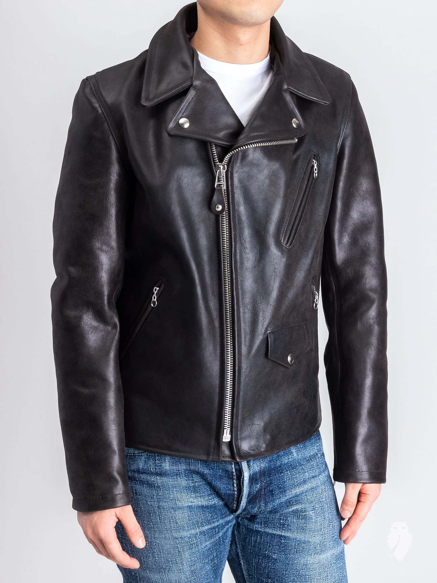 "3sixteen x Schott NYC" Perfecto Leather Jacket in Black - Image 2