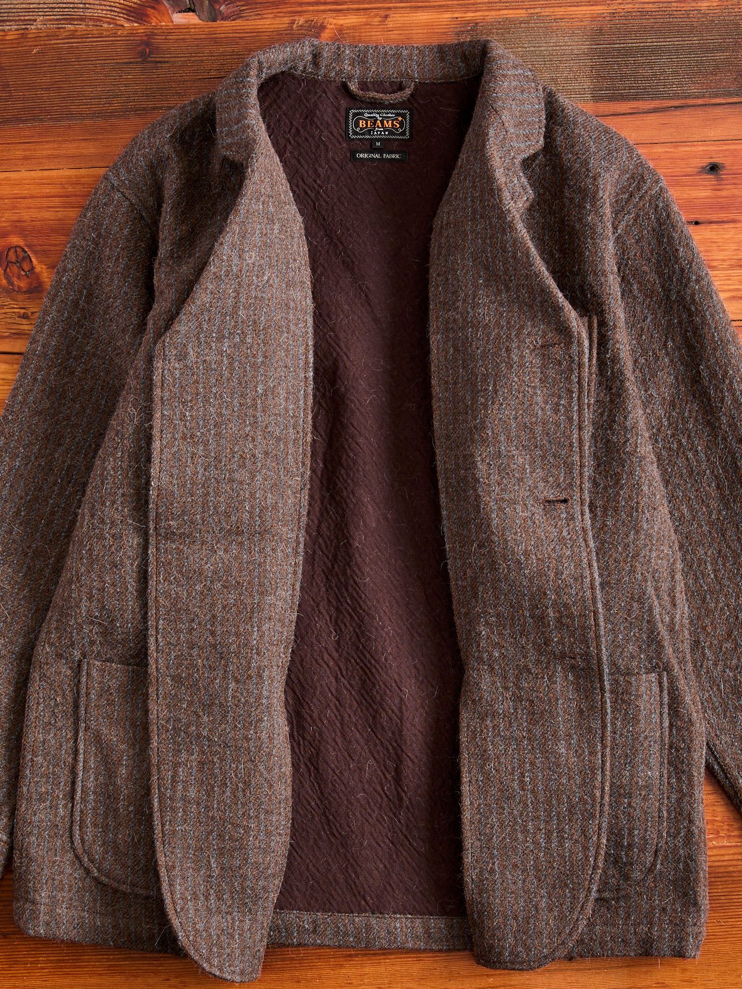 4B Cuffs Alpaca Tweed Jacket in Brown Stripe - Image 3