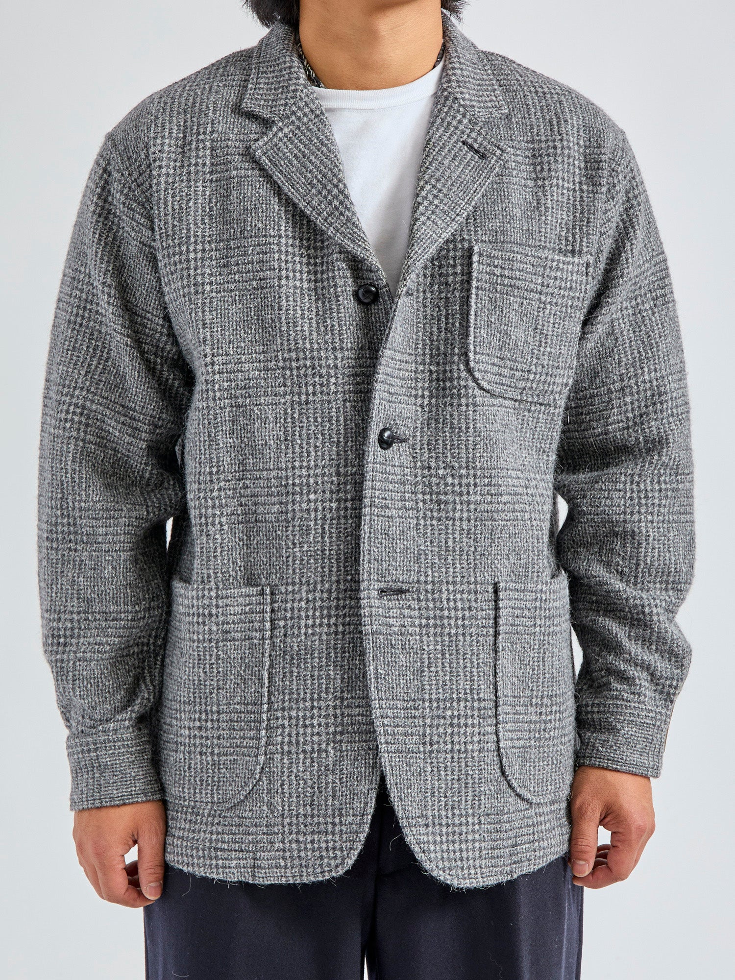 4B Cuffs Alpaca Tweed Jacket in Grey Glen Check - Image 2