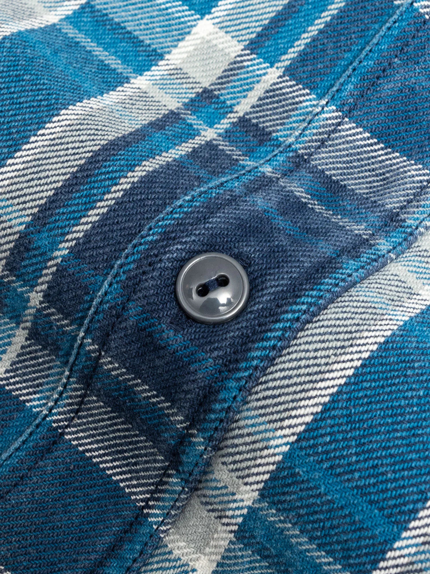 730WS Heavy Washed Flannel Shirt in Blue Check - Image 5