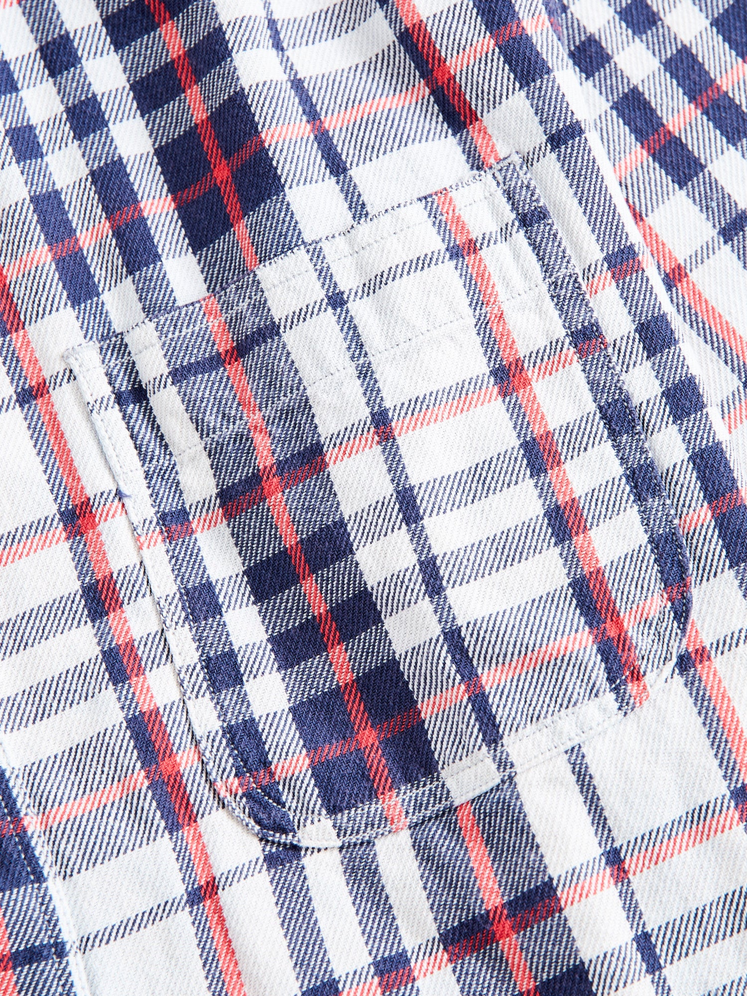 730WS Heavy Washed Flannel Shirt in White Check - Image 4