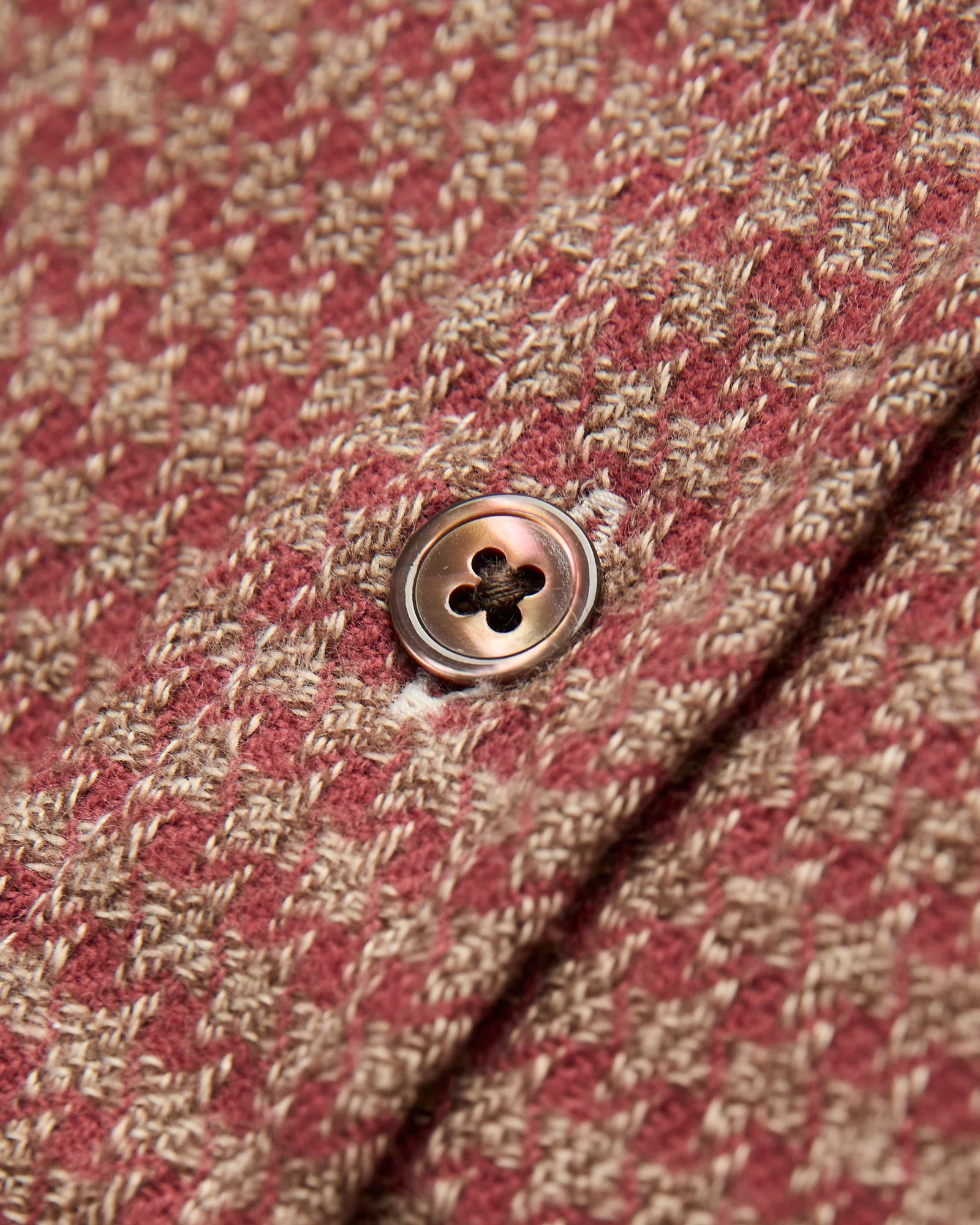 Abstract Pied Poule Button-Up Shirt in Clay - Image 5