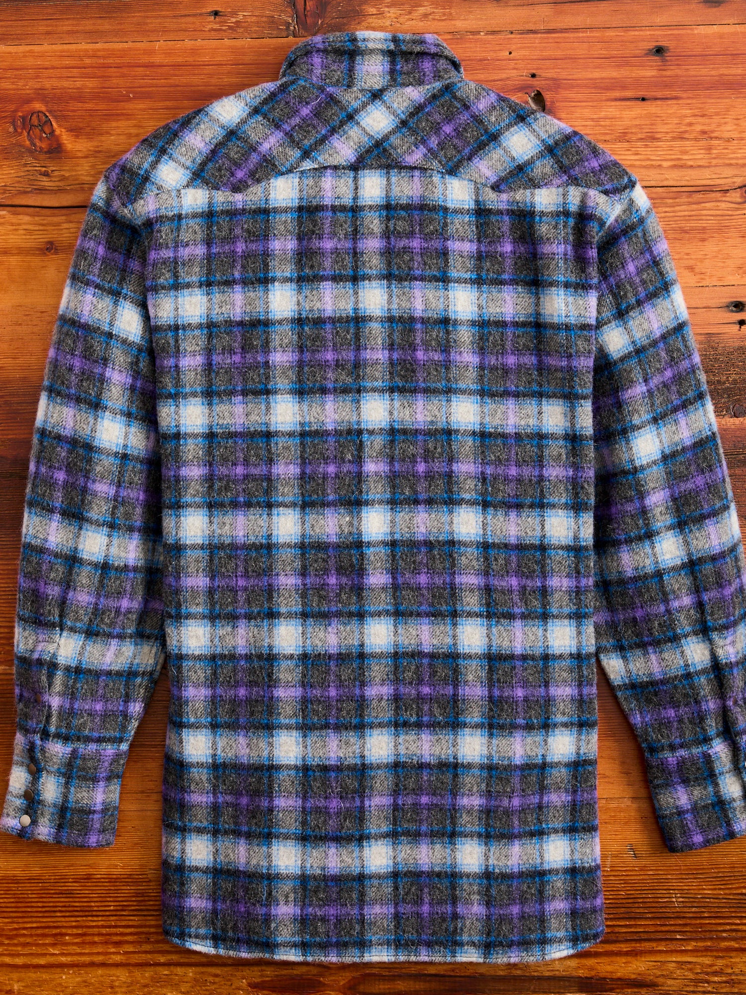 Alpaca Shaggy Western Button-Down Shirt in Purple - Image 3