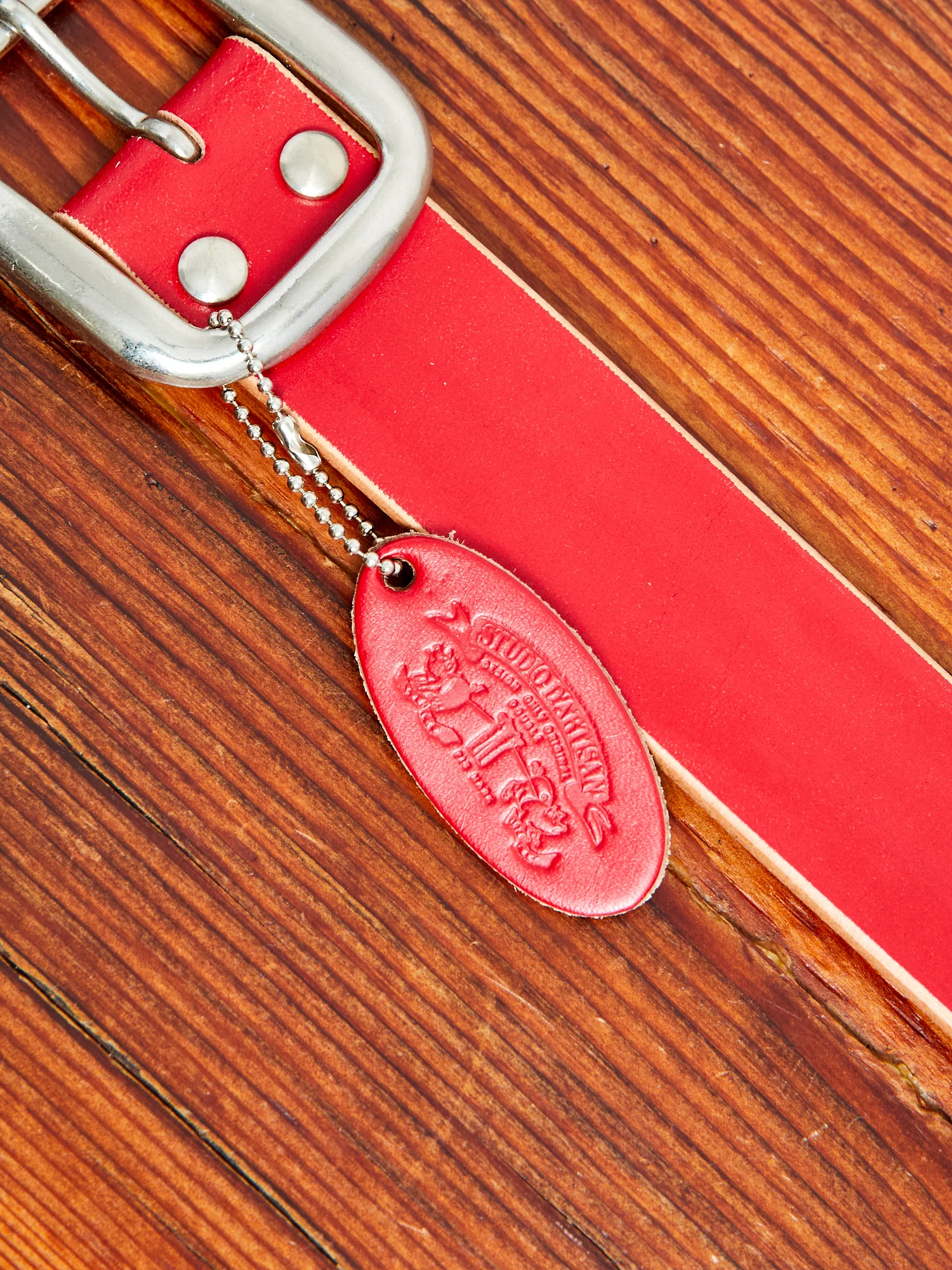 B-87 Leather Belt in Red - Image 7