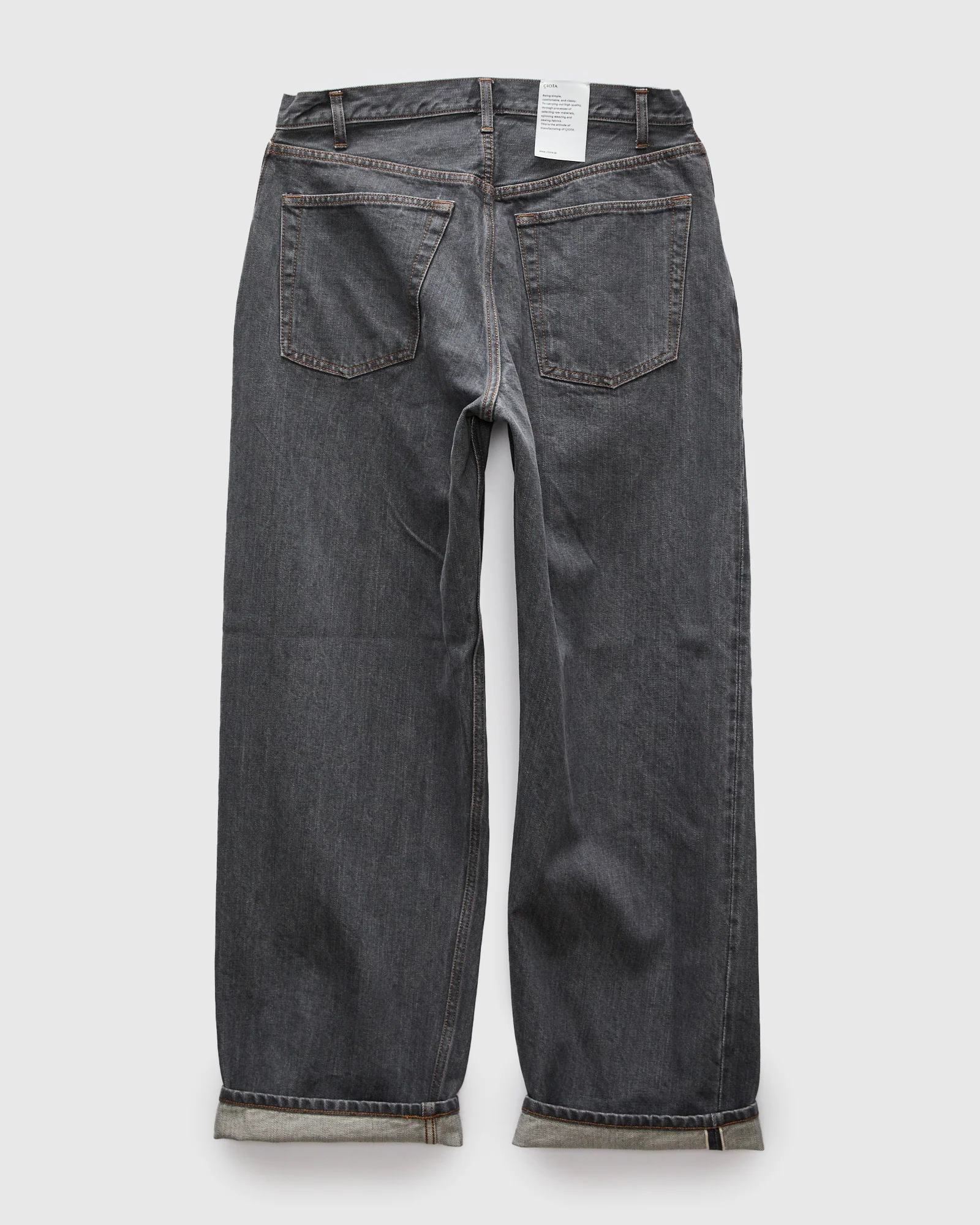 Baggy 5 Pocket Selvedge Denim Pants in Medium Grey - Image 2