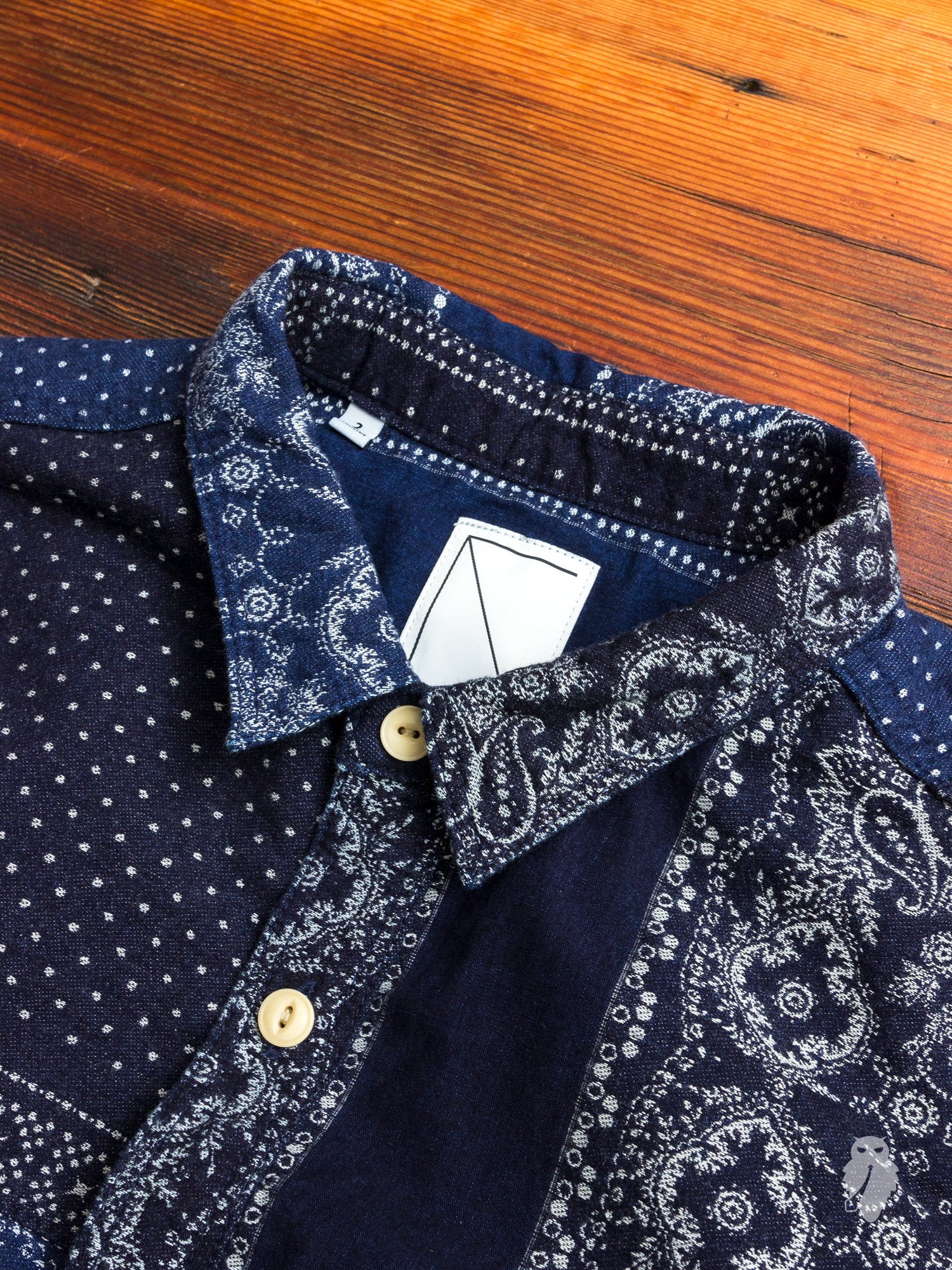 Bandana Ranru Button Down Shirt in Dark Indigo - Image 3