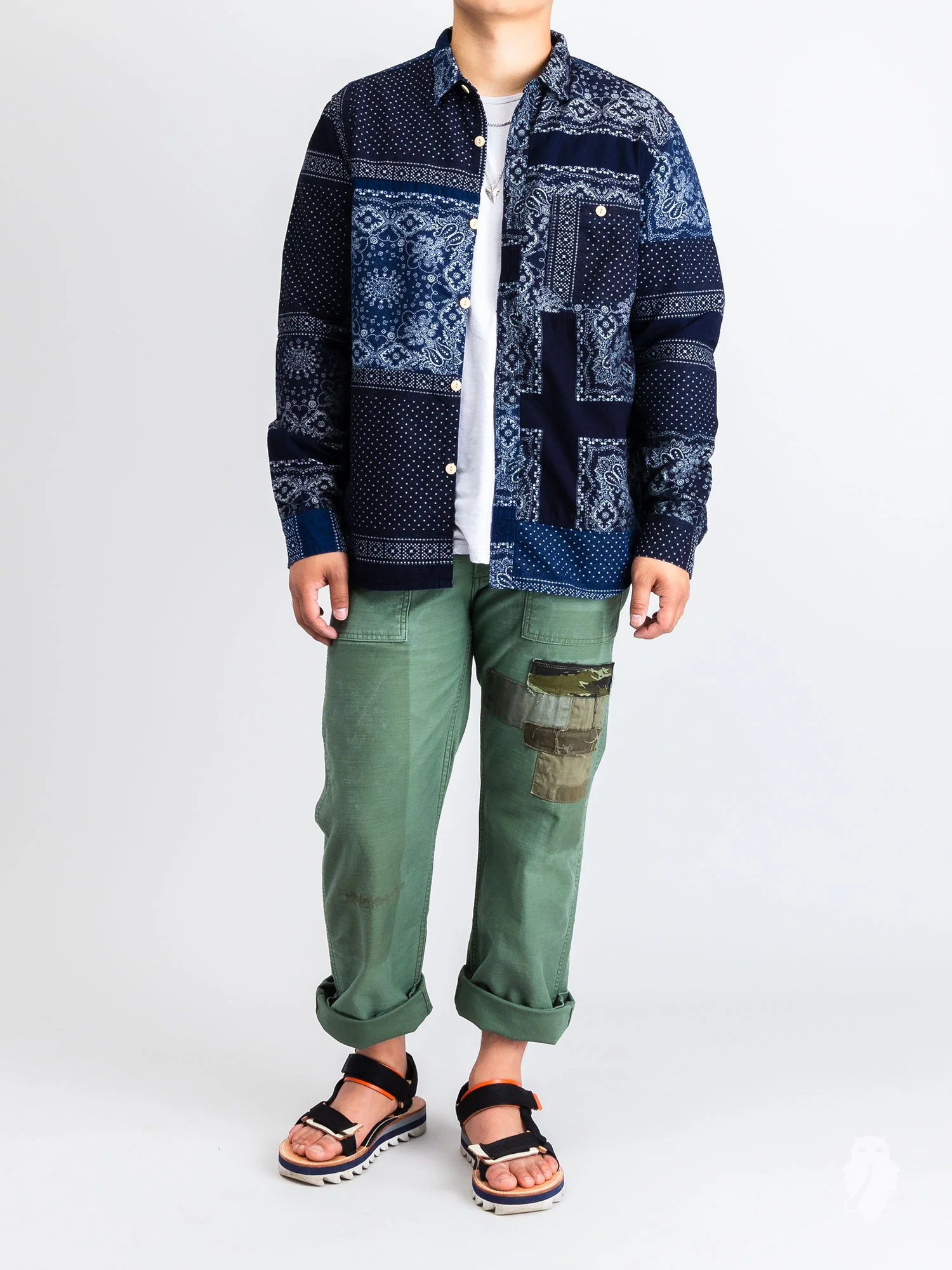 Bandana Ranru Button Down Shirt in Dark Indigo - Image 9