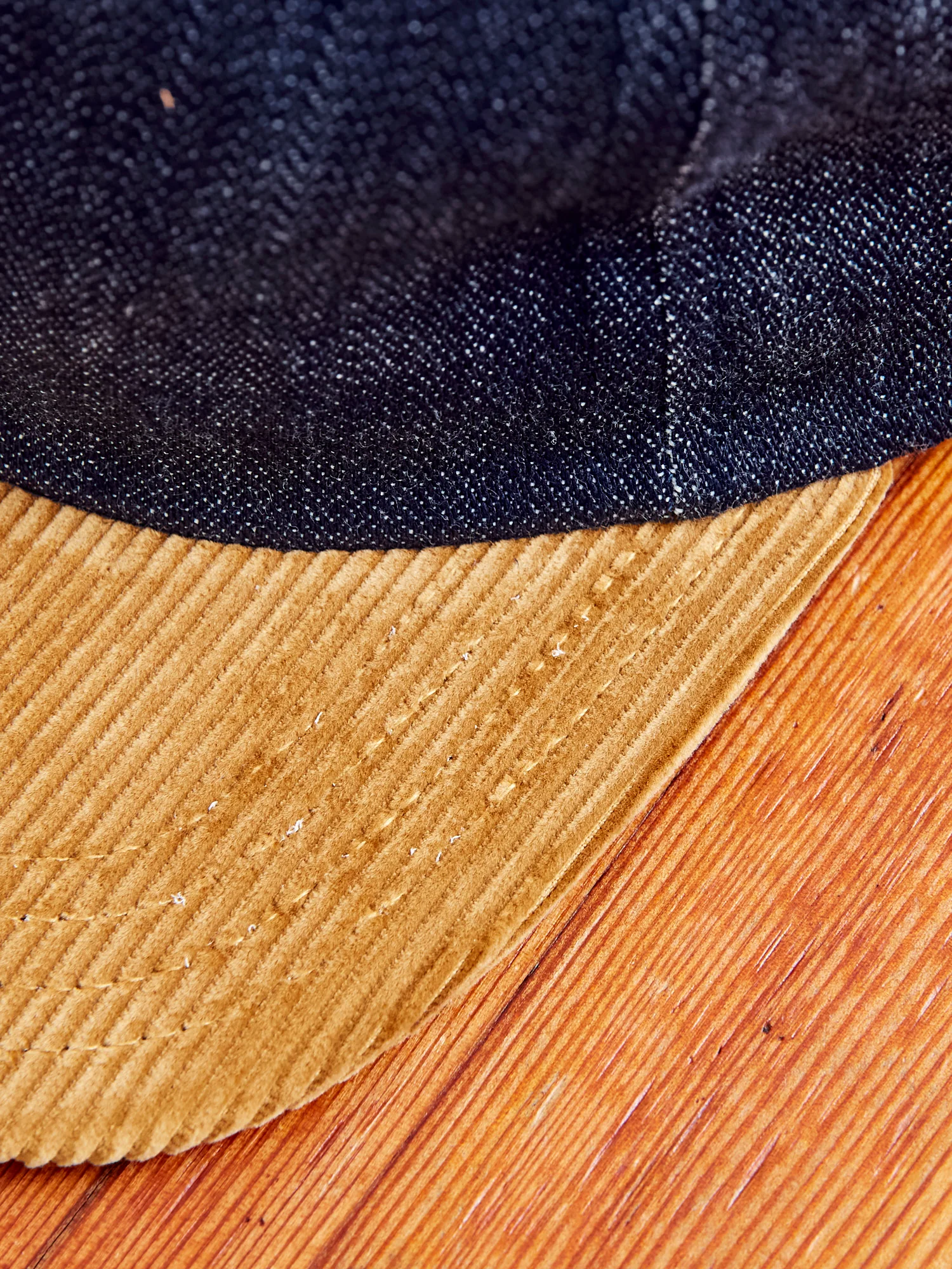Baseball Hat in Indigo Denim Fawn Corduroy - Image 4
