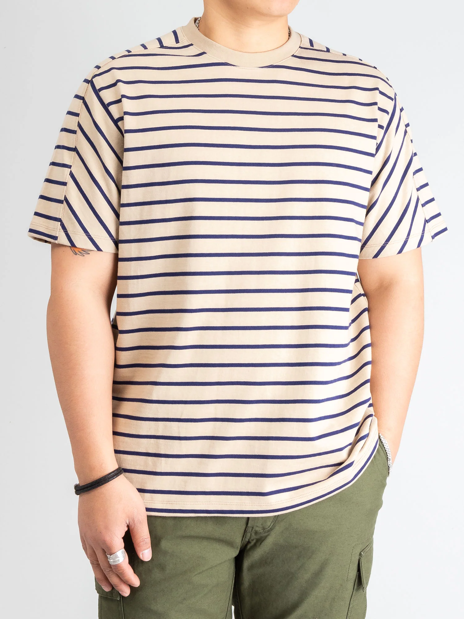 Basic Stripe T-Shirt in Beige/Purple - Image 2