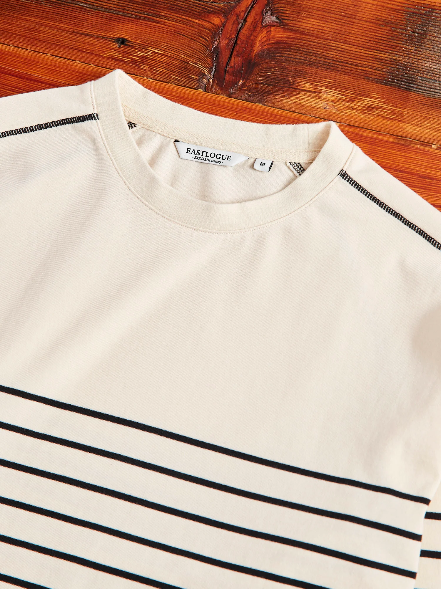 Basic Stripe T-Shirt in Ecru/Black - Image 3