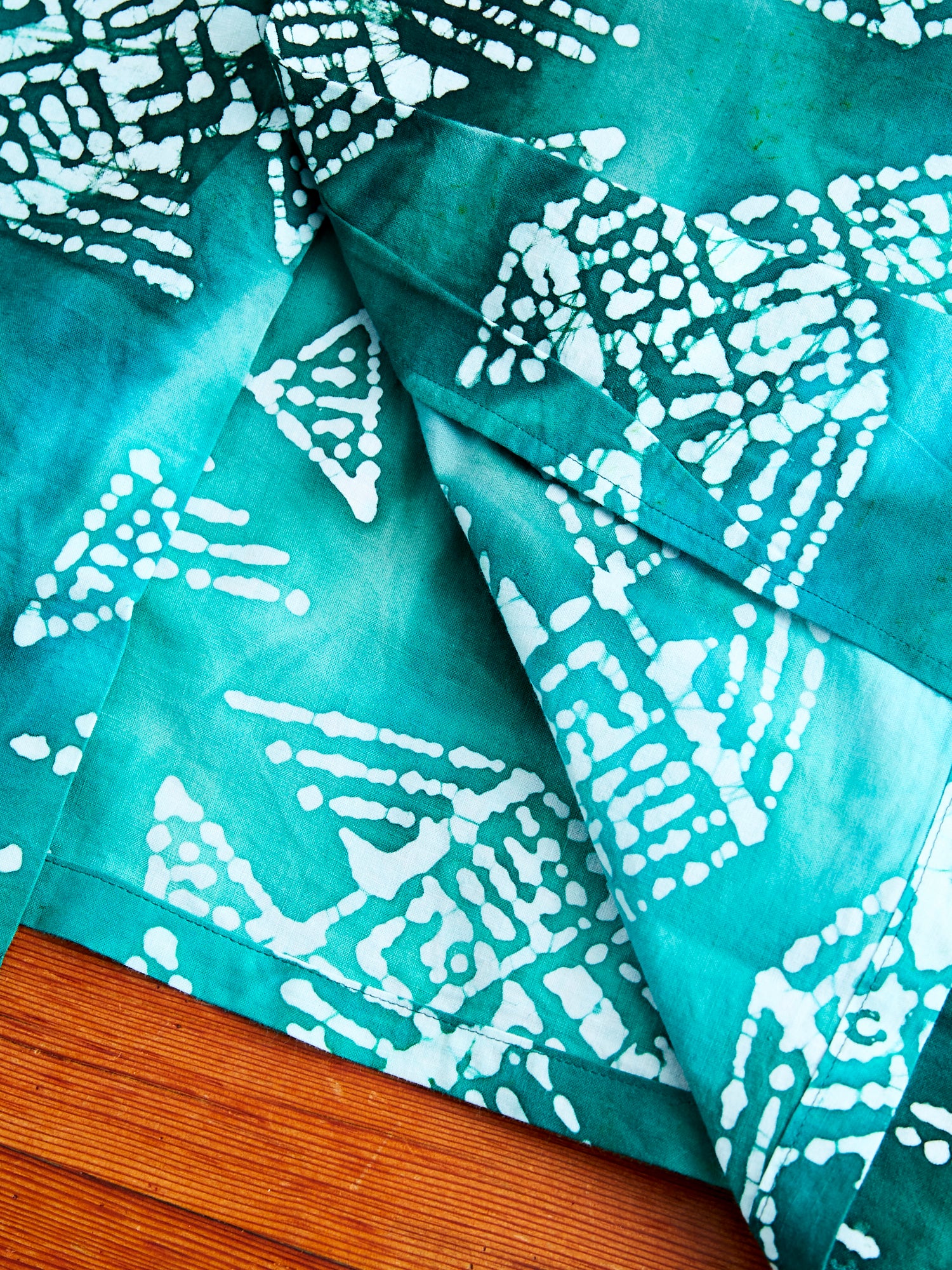 Batik Print Open Collar Shirt in Green - Image 7