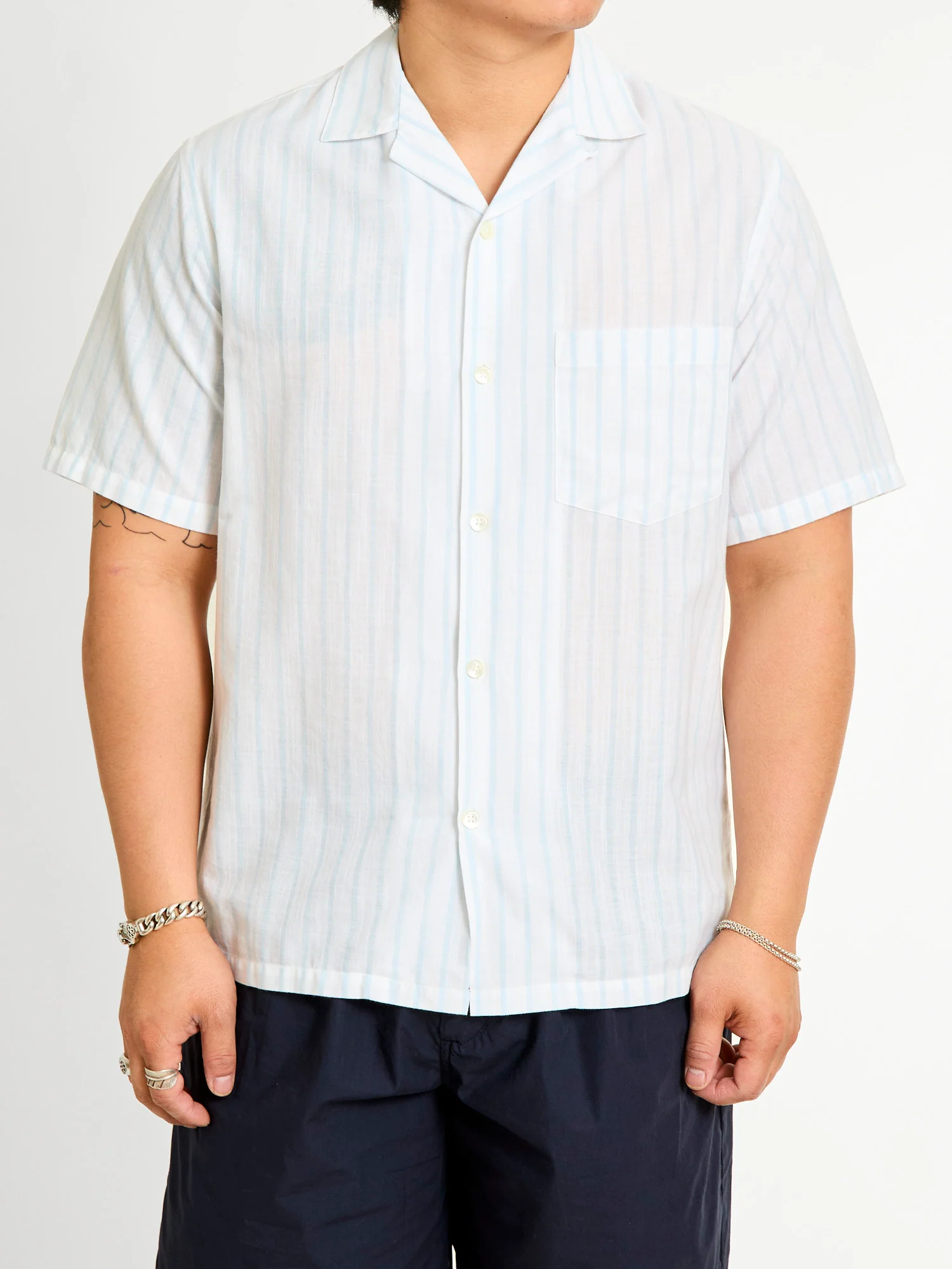 Beach Cabin Button-Up Shirt in Sky - Image 2
