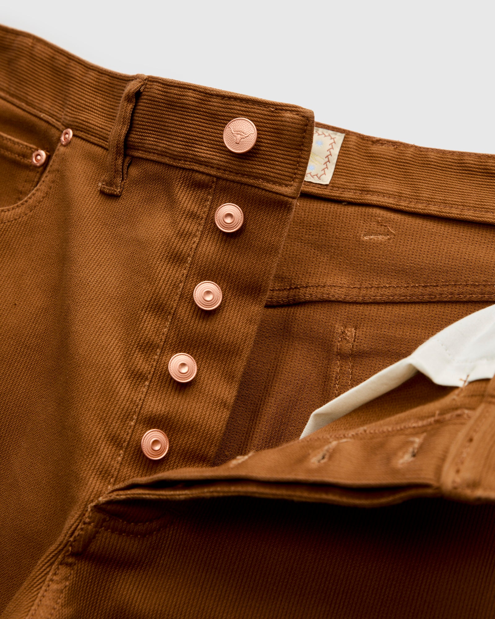 Bedford Cord Five Pocket Trousers in Bay Brown - Image 6