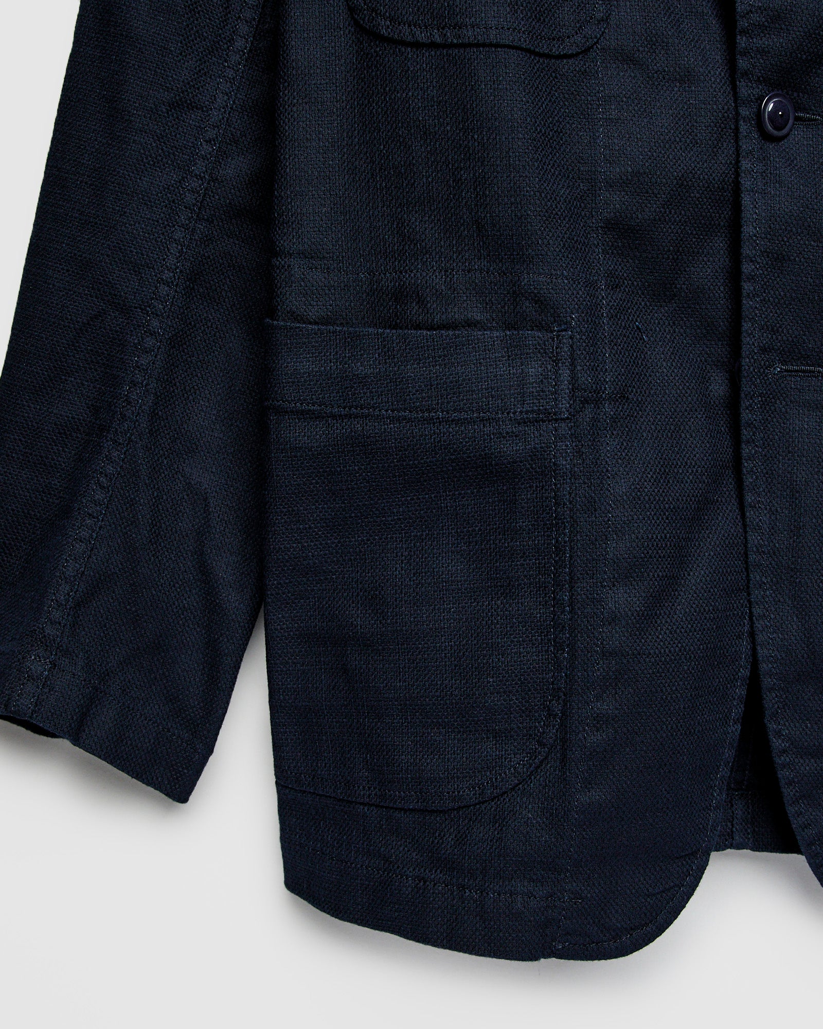 Bedford Jacket in Dark Navy Cotton Linen Java Cloth - Image 7