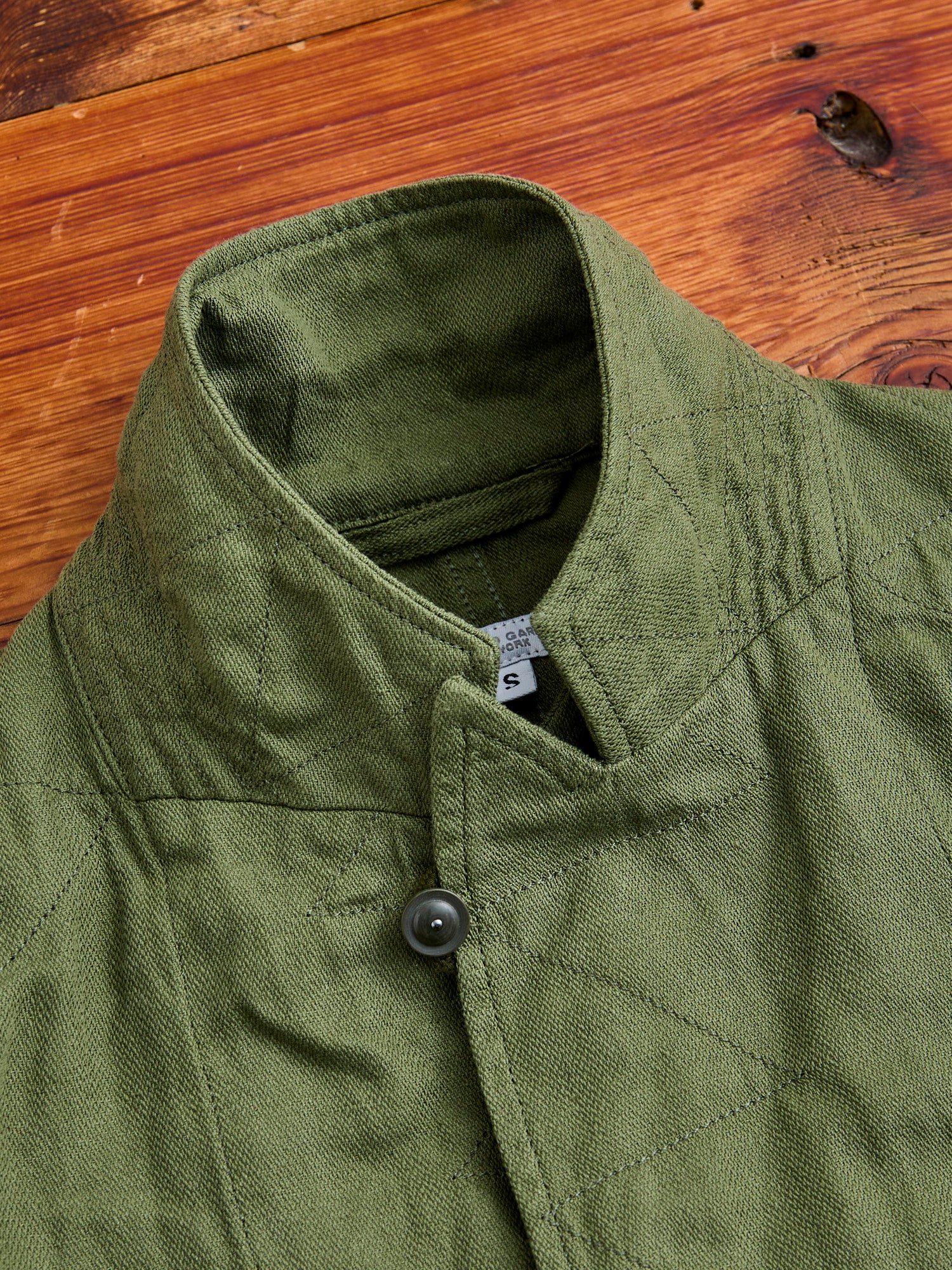 Bedford Jacket in Olive Cotton Hemp Satin - Image 8