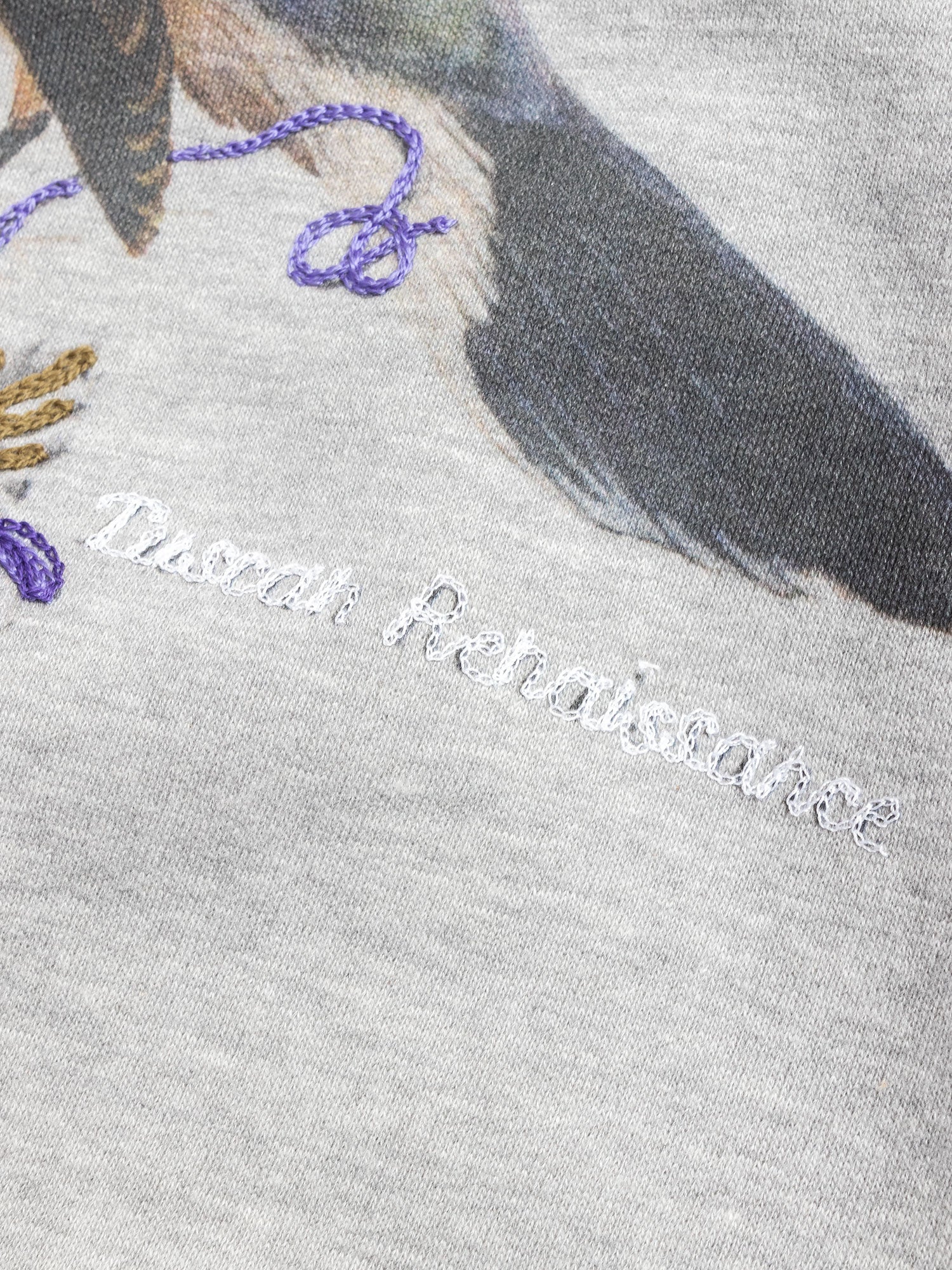 "Shrike" Embroidered Crewneck Sweater in Grey - Image 3
