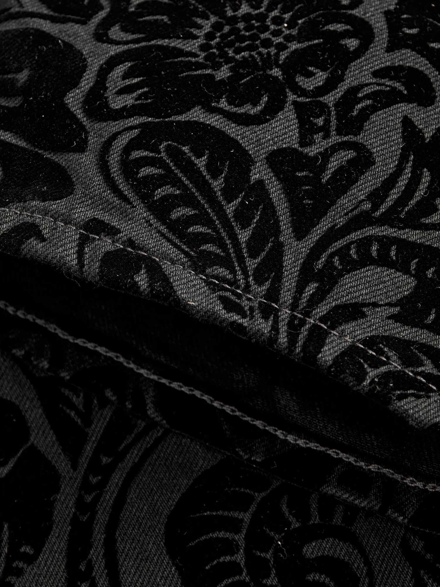 "Black Floral" 12oz Flocked Denim - High Slim Fit - Image 12