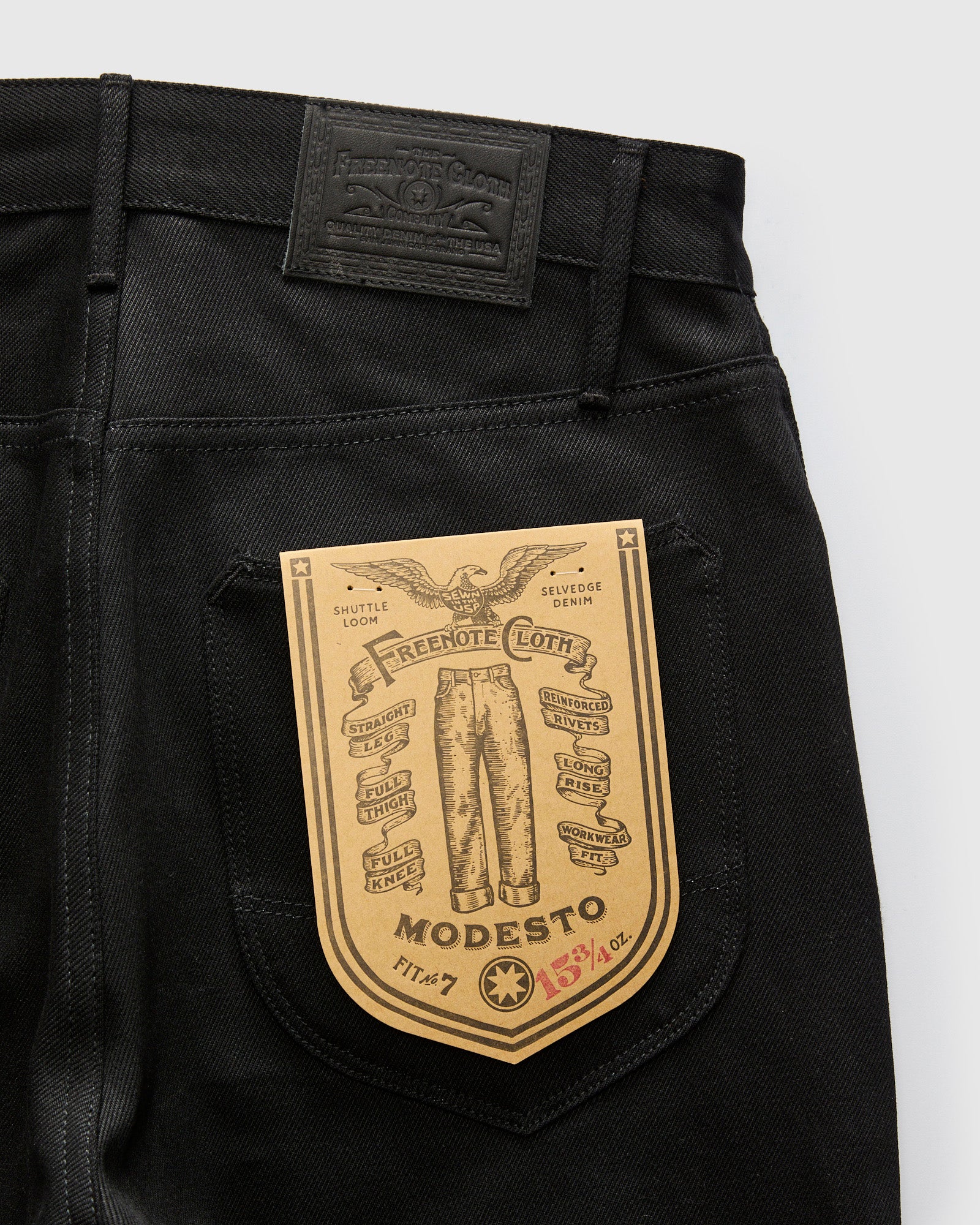 "Black Modesto" 15.75oz Double Black Selvedge Denim - Wide Straight Fit - Image 4