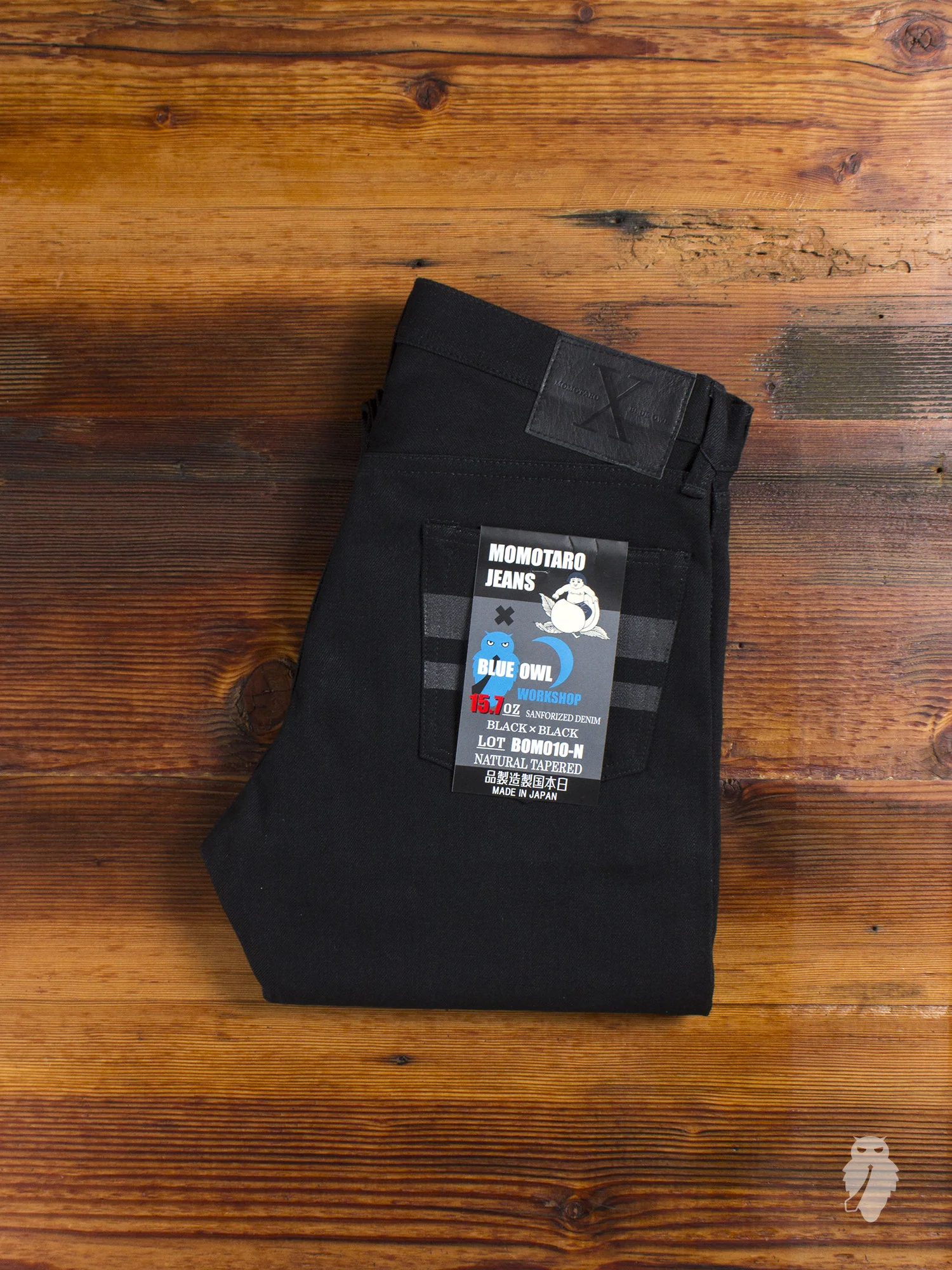 BOM00X "Momotaro x Blue Owl" 15.7oz Black Selvedge Denim - Natural Tapered Fit 2015 - Image 2